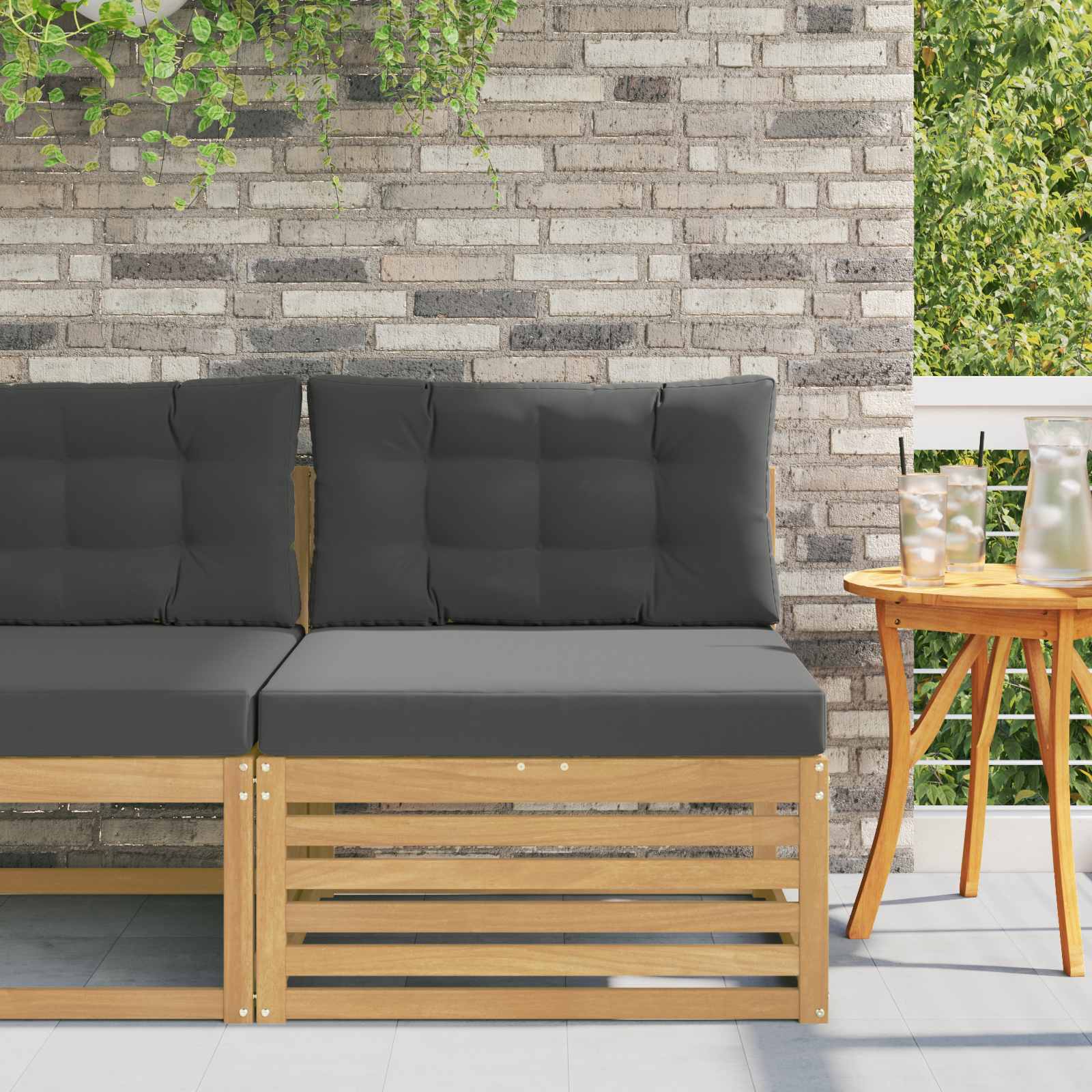 vidaXL Canapea Medie pentru Exterior Lemn Solid de Acacia Alb