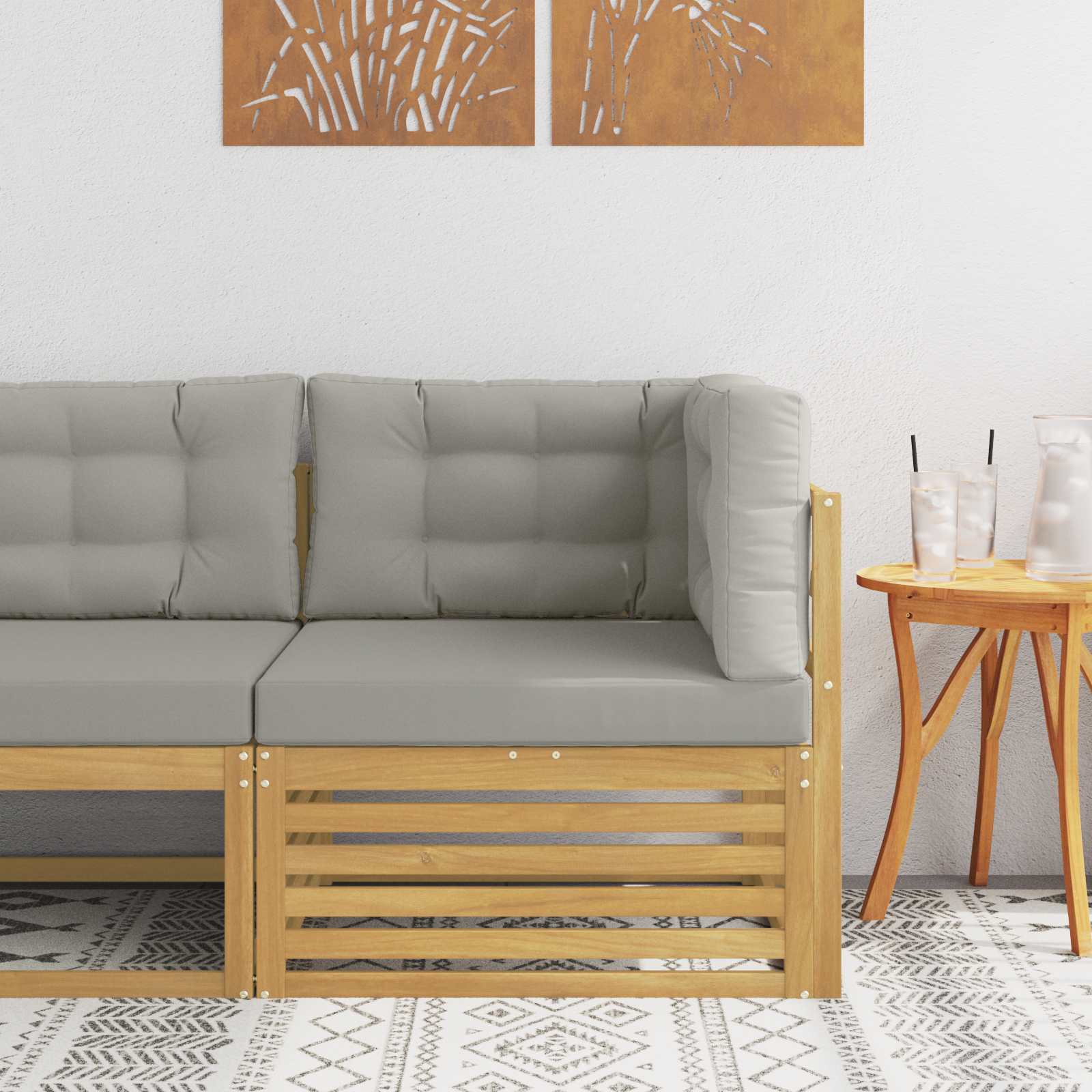vidaXL Sofa Colțar pentru Exterior Lemn Solid de Acacia Alb