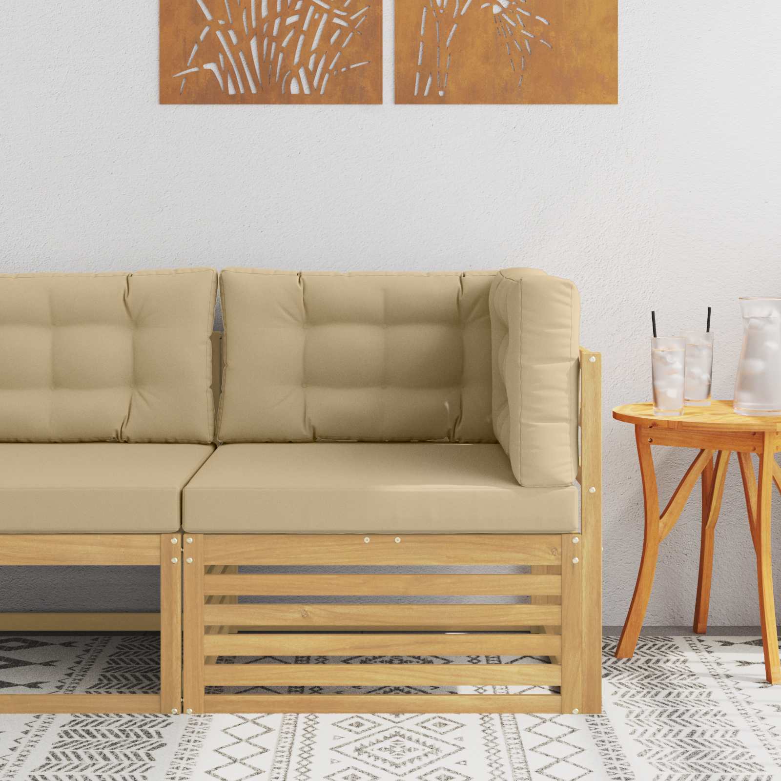 Buiten Hoek Sofa Massief Acaciahout Wit image 1
