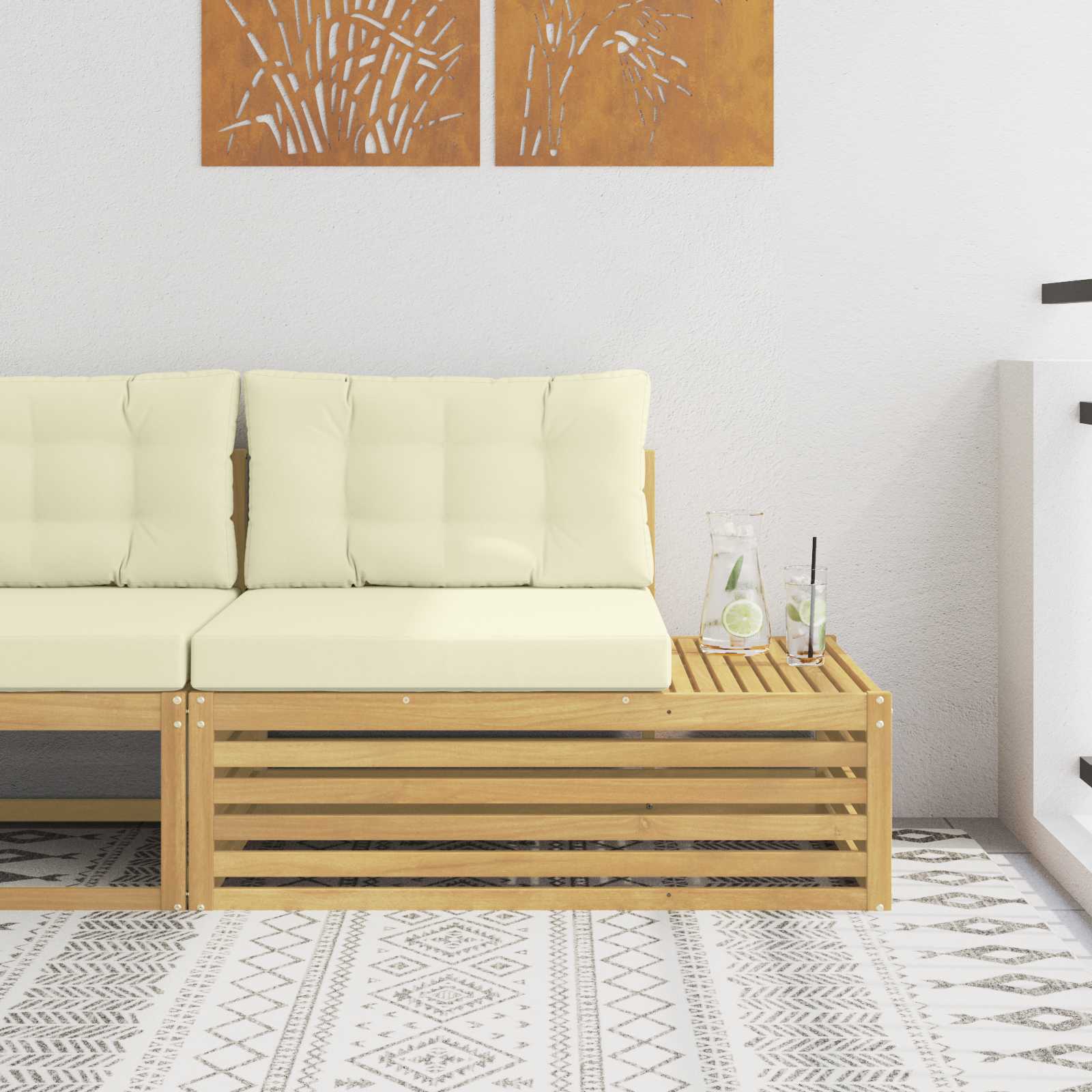 Buiten Eindbank Wit 115 x 83 x 73 cm Massief Acaciahout image 1