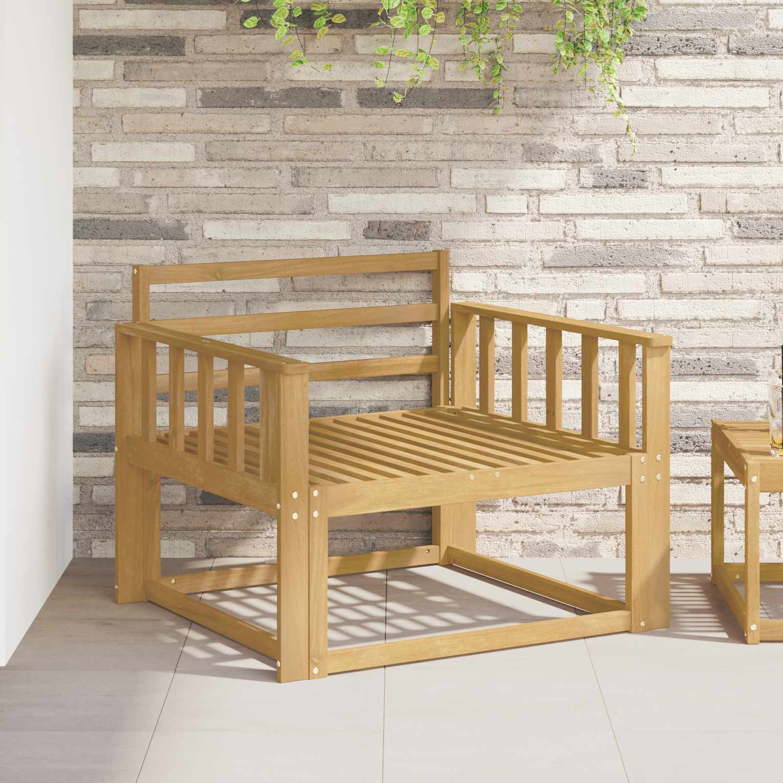 Armleuningsmodule 2 pcs Wit 80 x 6 x 61 cm Massief Acaciahout image 1