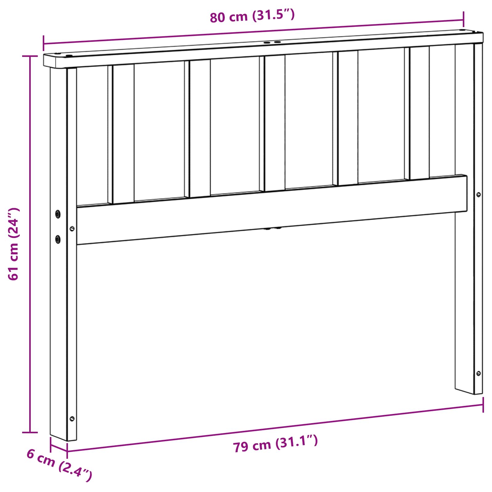 Armleuningsmodule 2 pcs Wit 80 x 6 x 61 cm Massief Acaciahout image 9