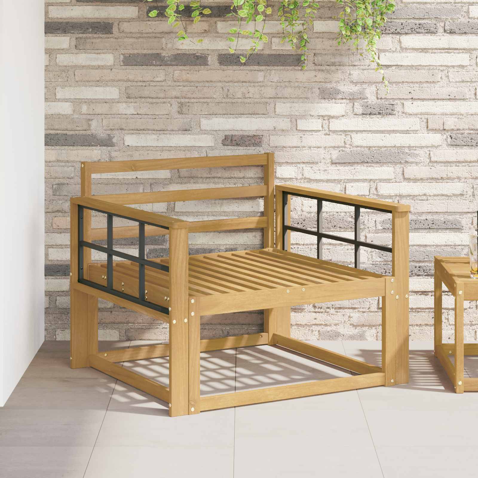 Armleuningen Module 2 pcs Wit 80 x 6 x 61 cm Massief Acaciahout image 1