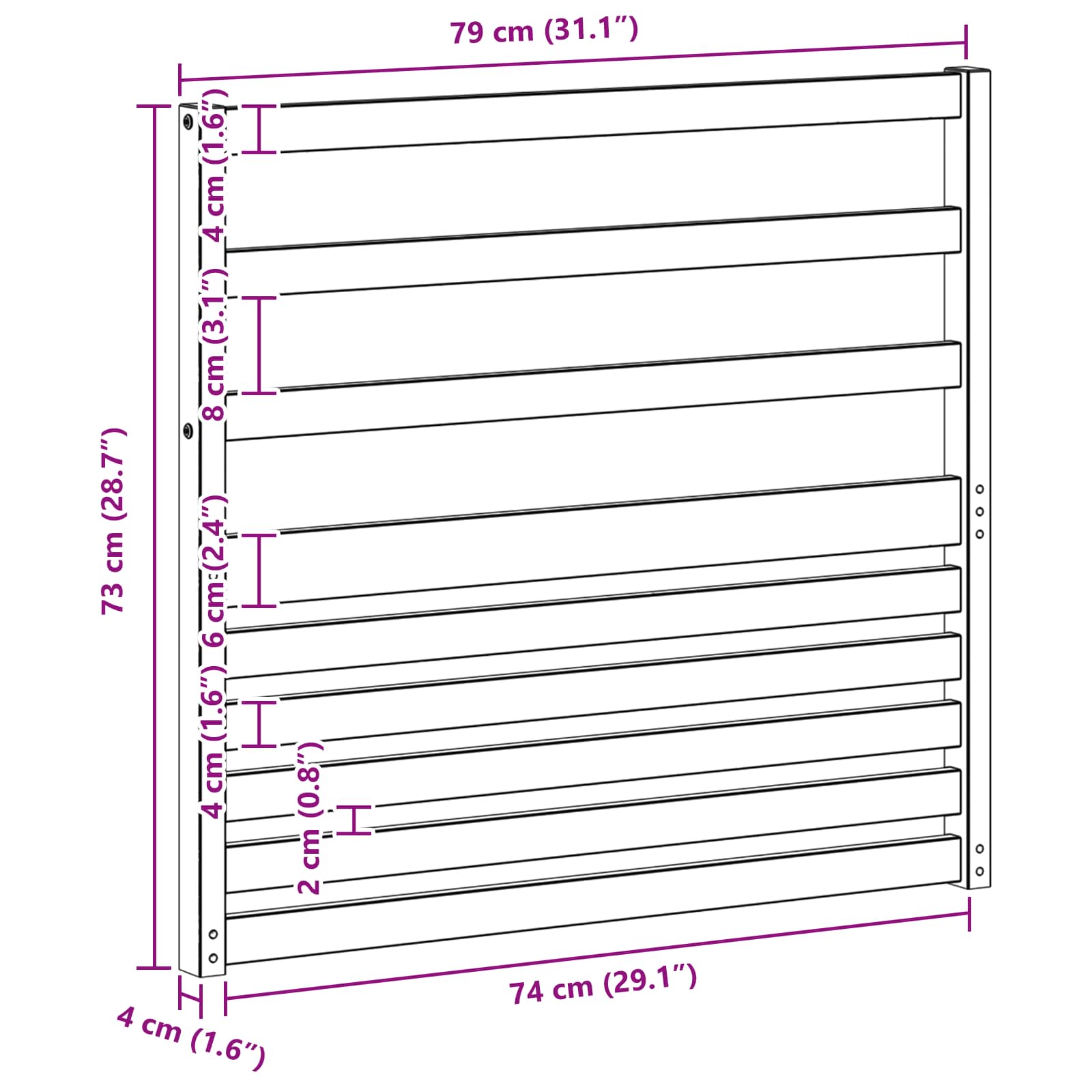 Käsinojat Moduuli 2 pcs valkoinen 79 x 4 x 73 cm - Image 9