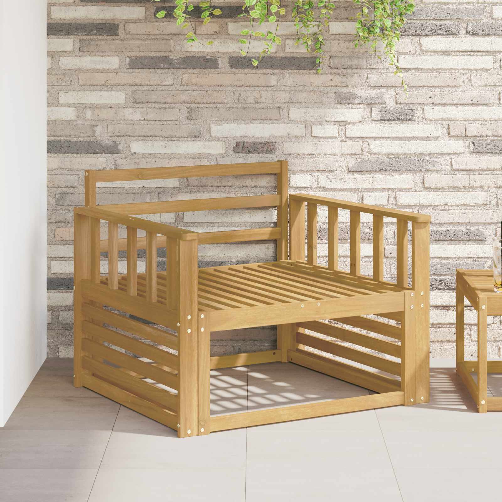Armleuningen Module 2 pcs Wit 80 x 6 x 61 cm Massief Acaciahout image 1