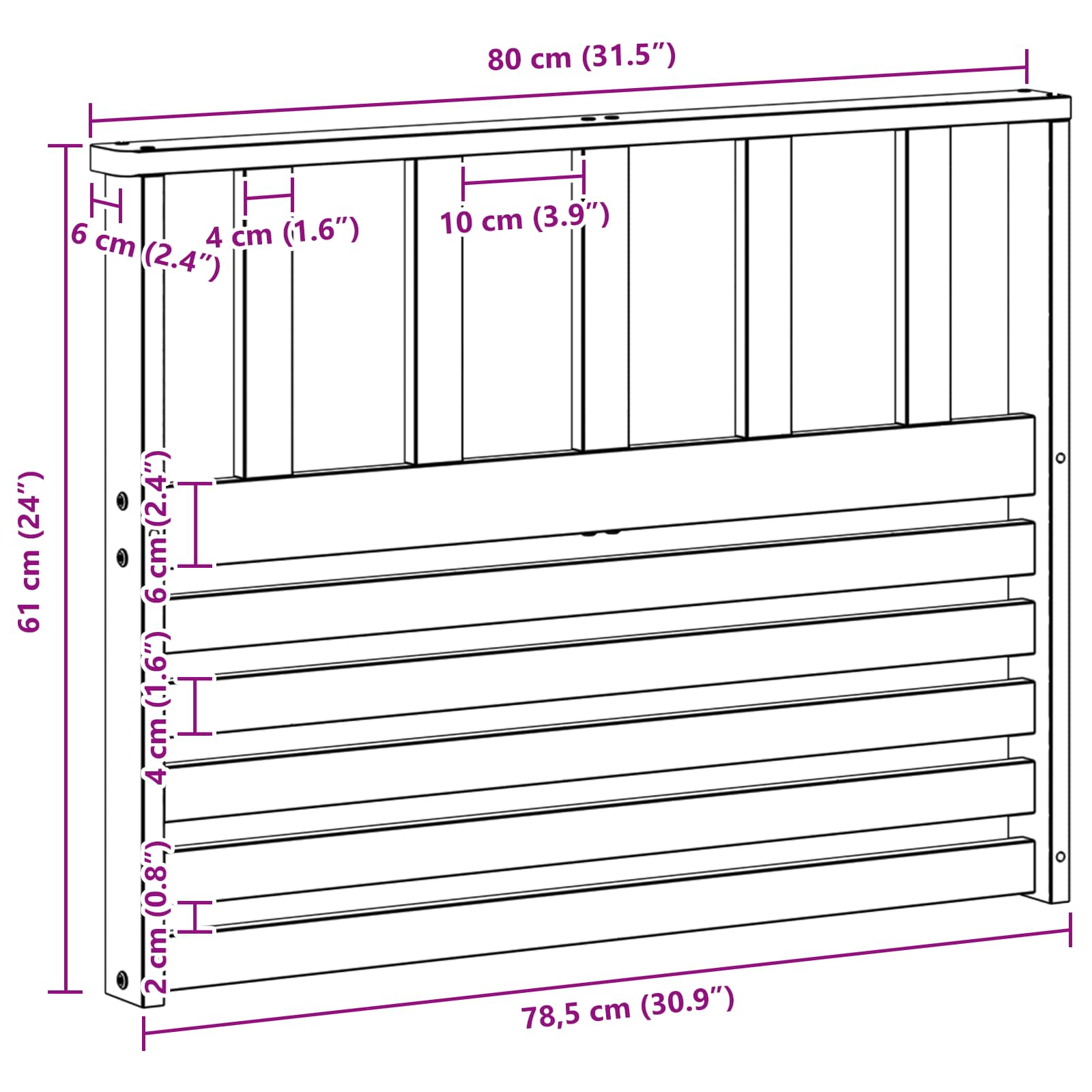 Armleuningen Module 2 pcs Wit 80 x 6 x 61 cm Massief Acaciahout image 9