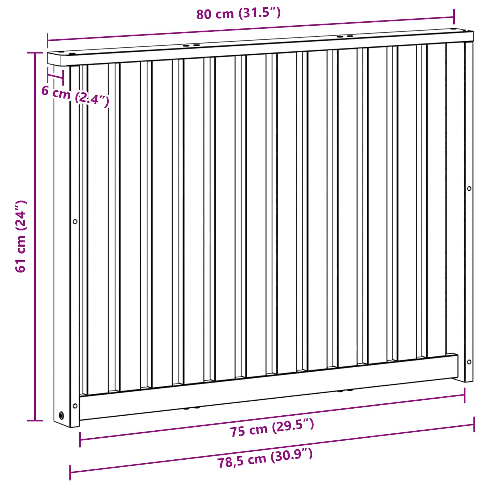 Armleuningen Module 2 pcs Wit 80 x 6 x 61 cm Massief Acaciahout image 9