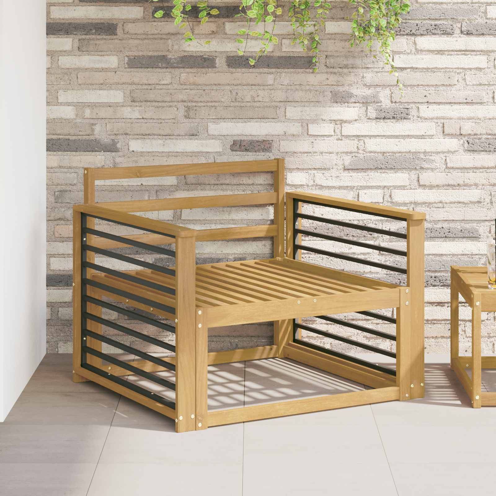 Armleuningen Module 2 pcs Wit 80 x 6 x 61 cm Massief Acaciahout image 1