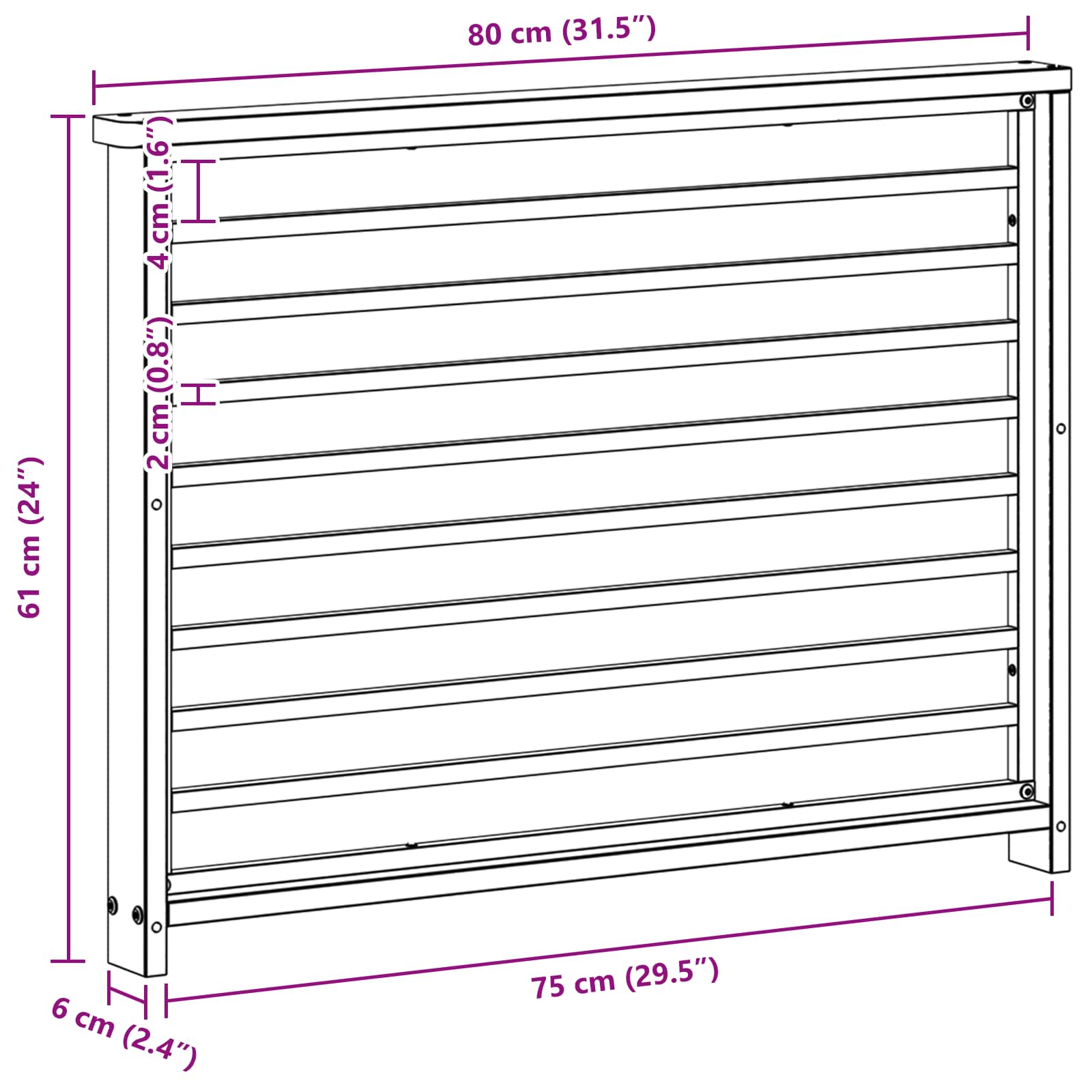 Armleuningen Module 2 pcs Wit 80 x 6 x 61 cm Massief Acaciahout image 9