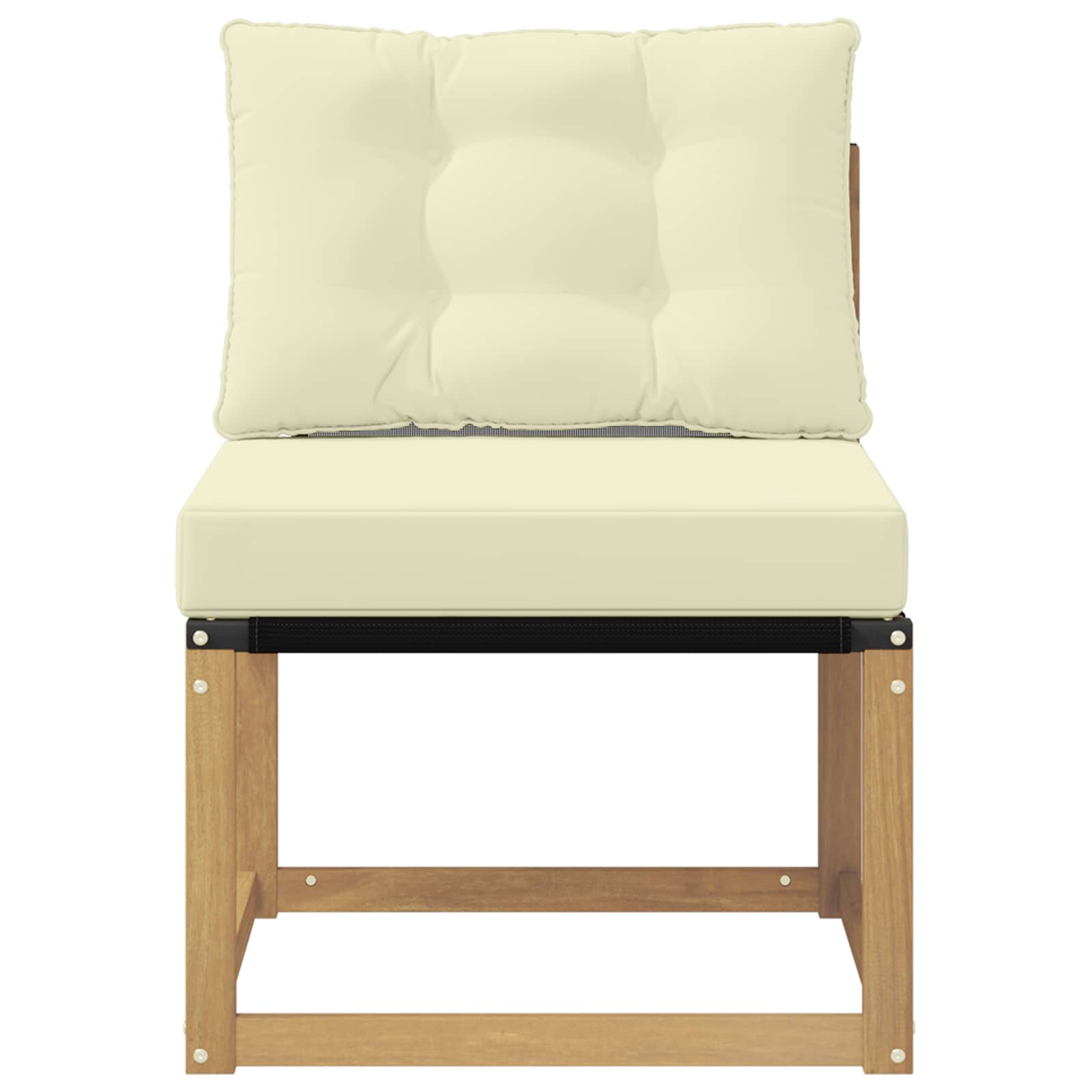 Buiten Midden Sofa Massief acaciahout en Textilene Stof Wit image 4