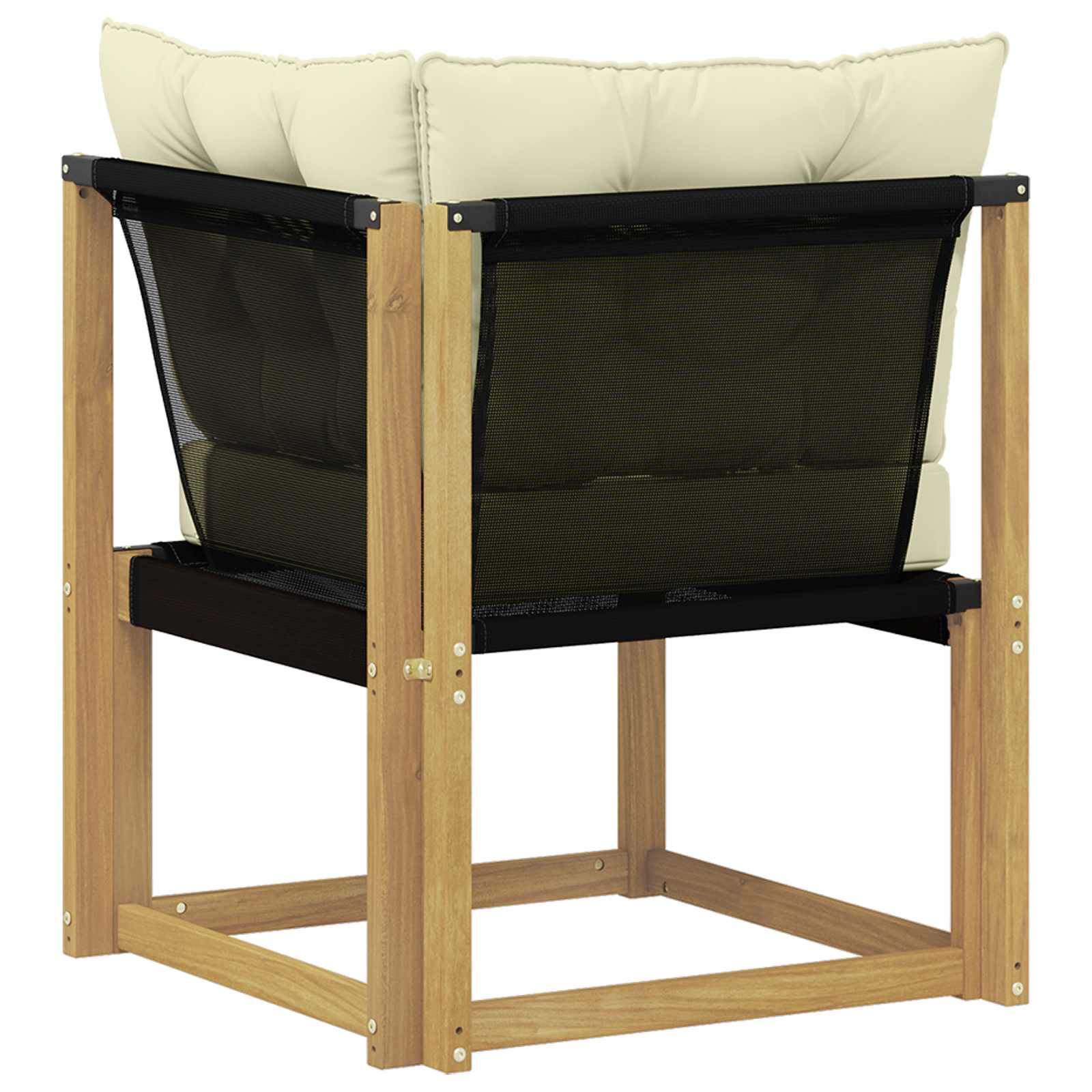 Buiten Hoek Sofa Massief acaciahout en Textilene Stof Wit image 6