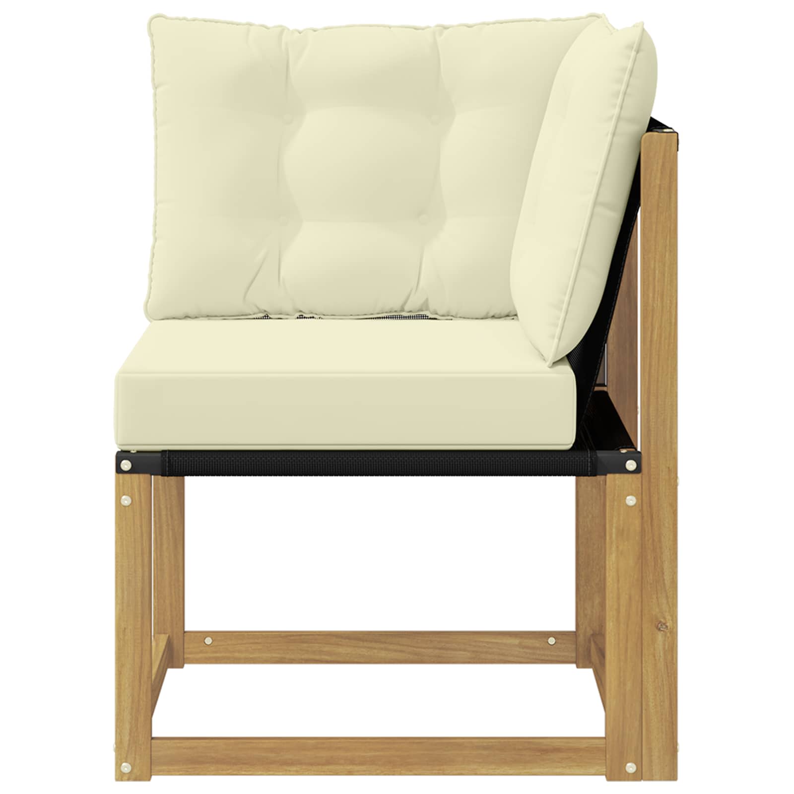 Buiten Hoek Sofa Massief acaciahout en Textilene Stof Wit image 4