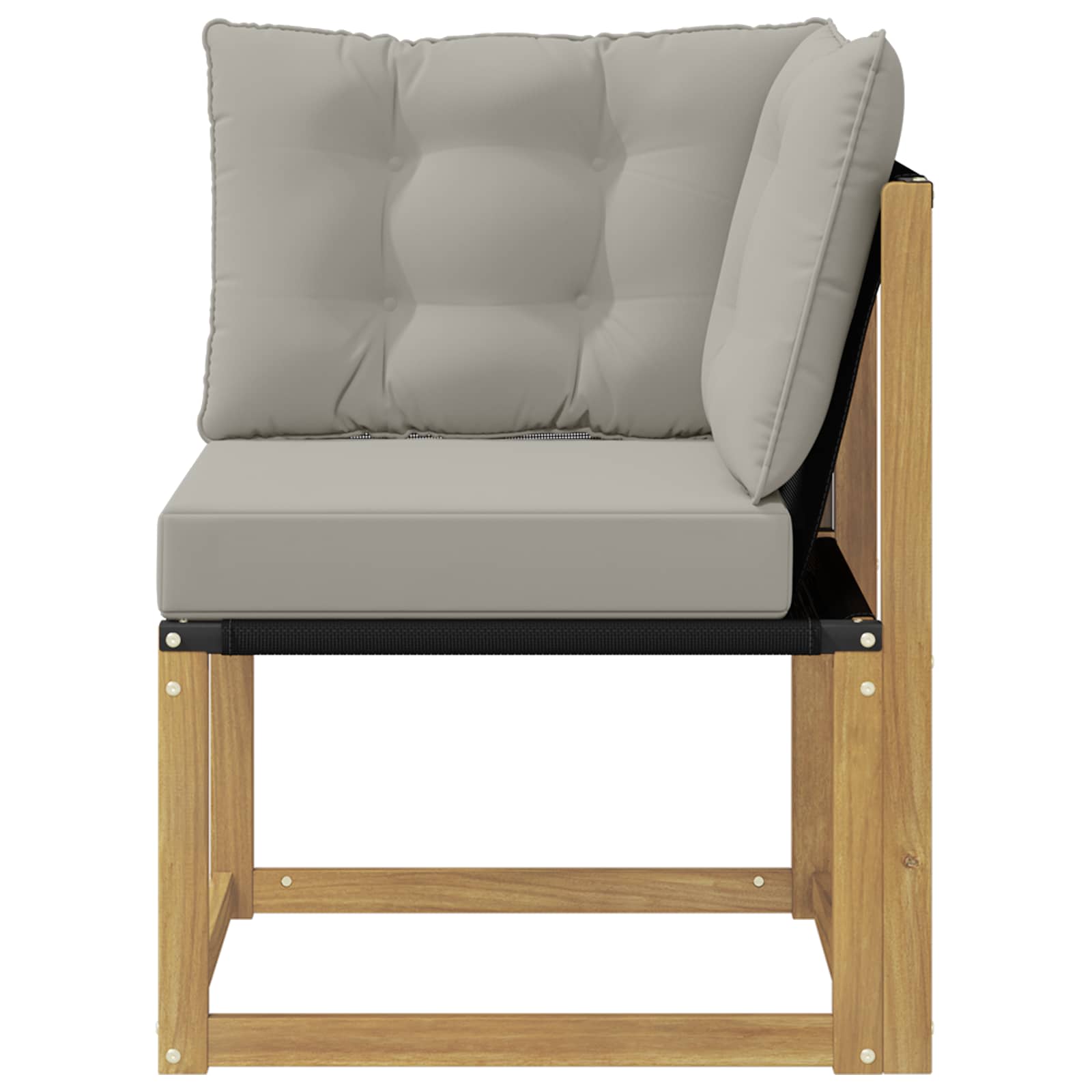 Buiten Hoek Sofa Massief acaciahout en Textilene Stof Wit image 4