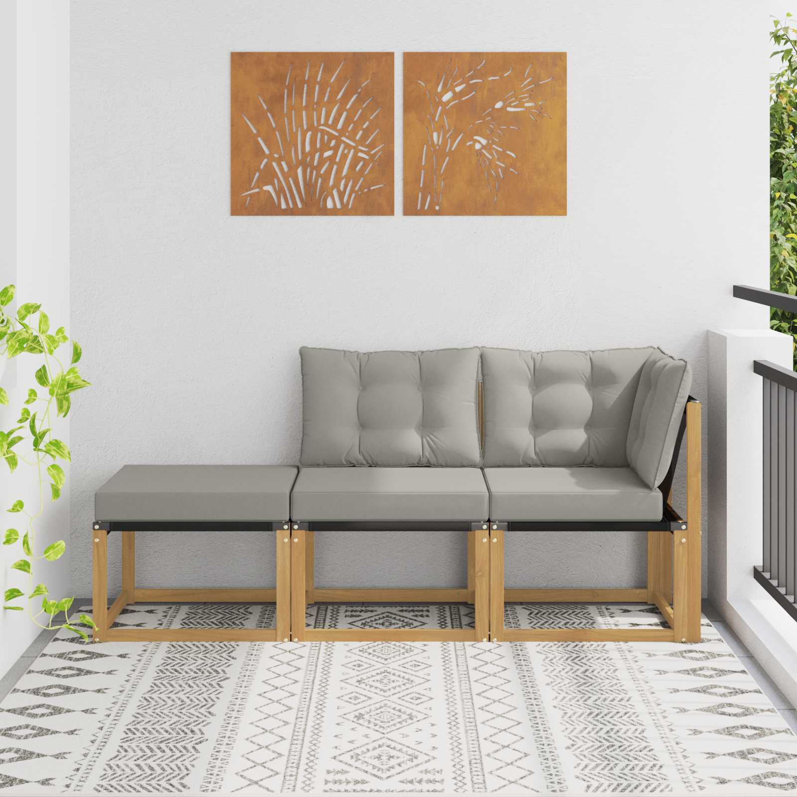 vidaXL Unități de canapea sectională cu pernă 3 Bucată Alb