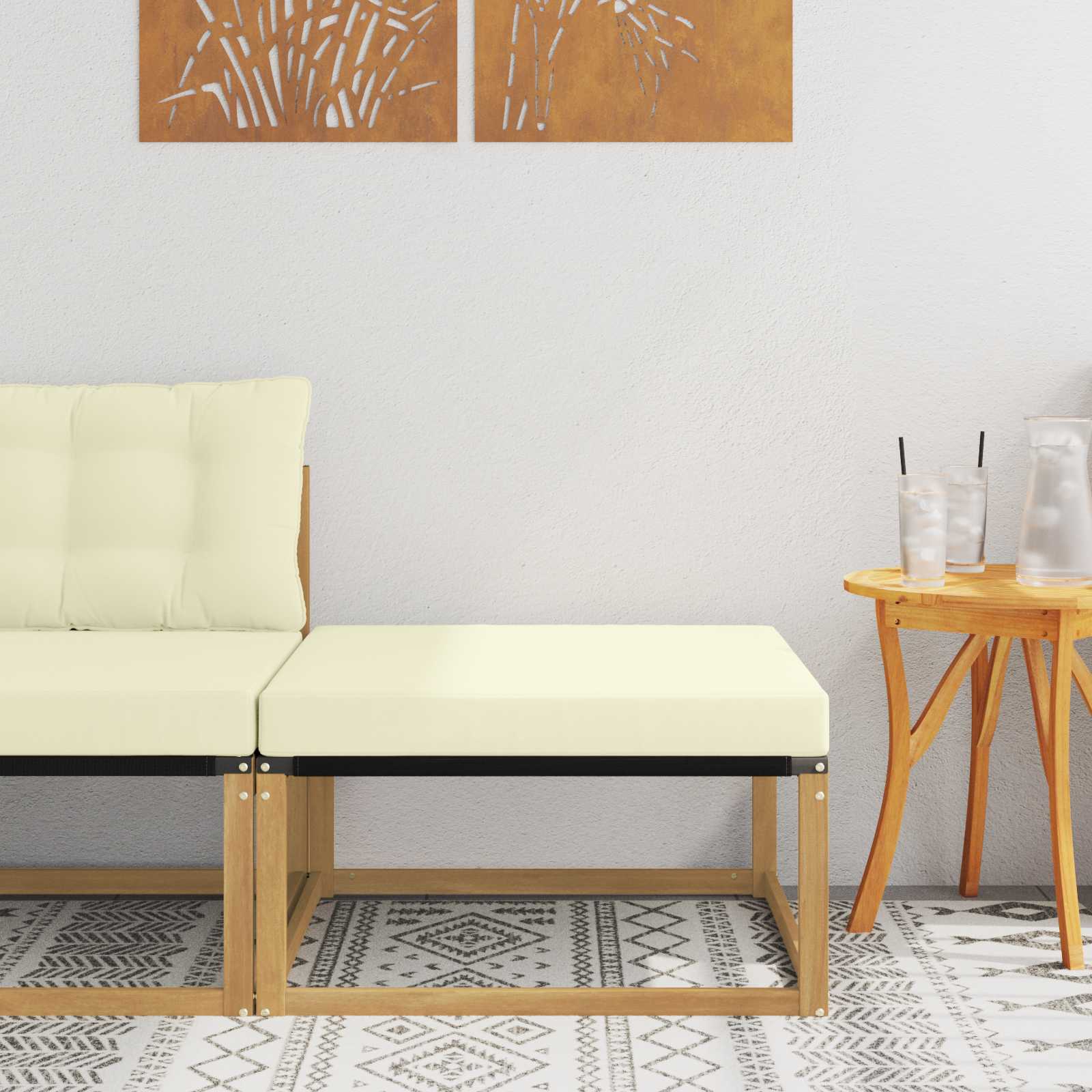 vidaXL Taburet pentru exterior Lemn solid de Acacia și Textilene Alb