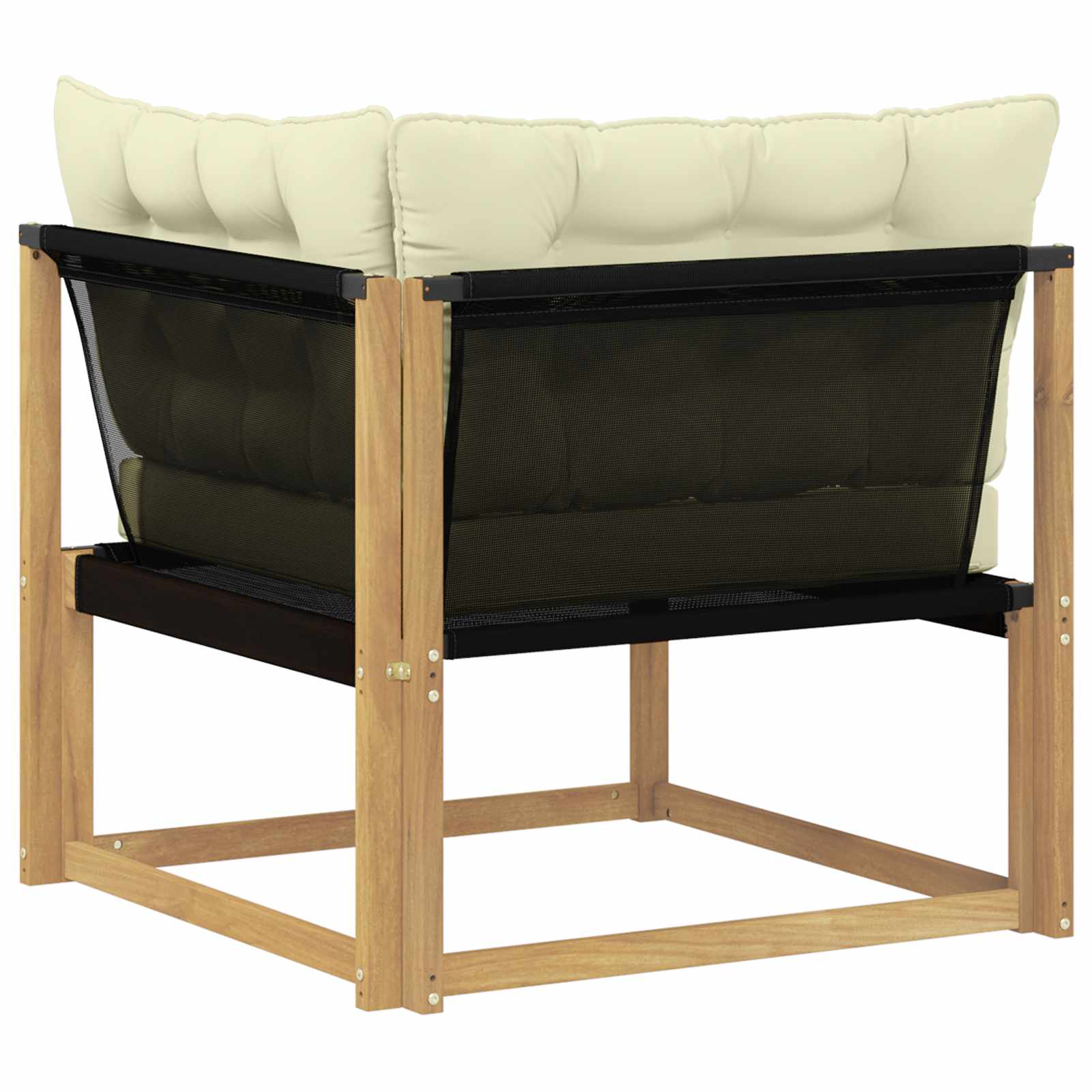 Buiten Hoek Sofa Massief Acaciahout en Textilene Wit image 6