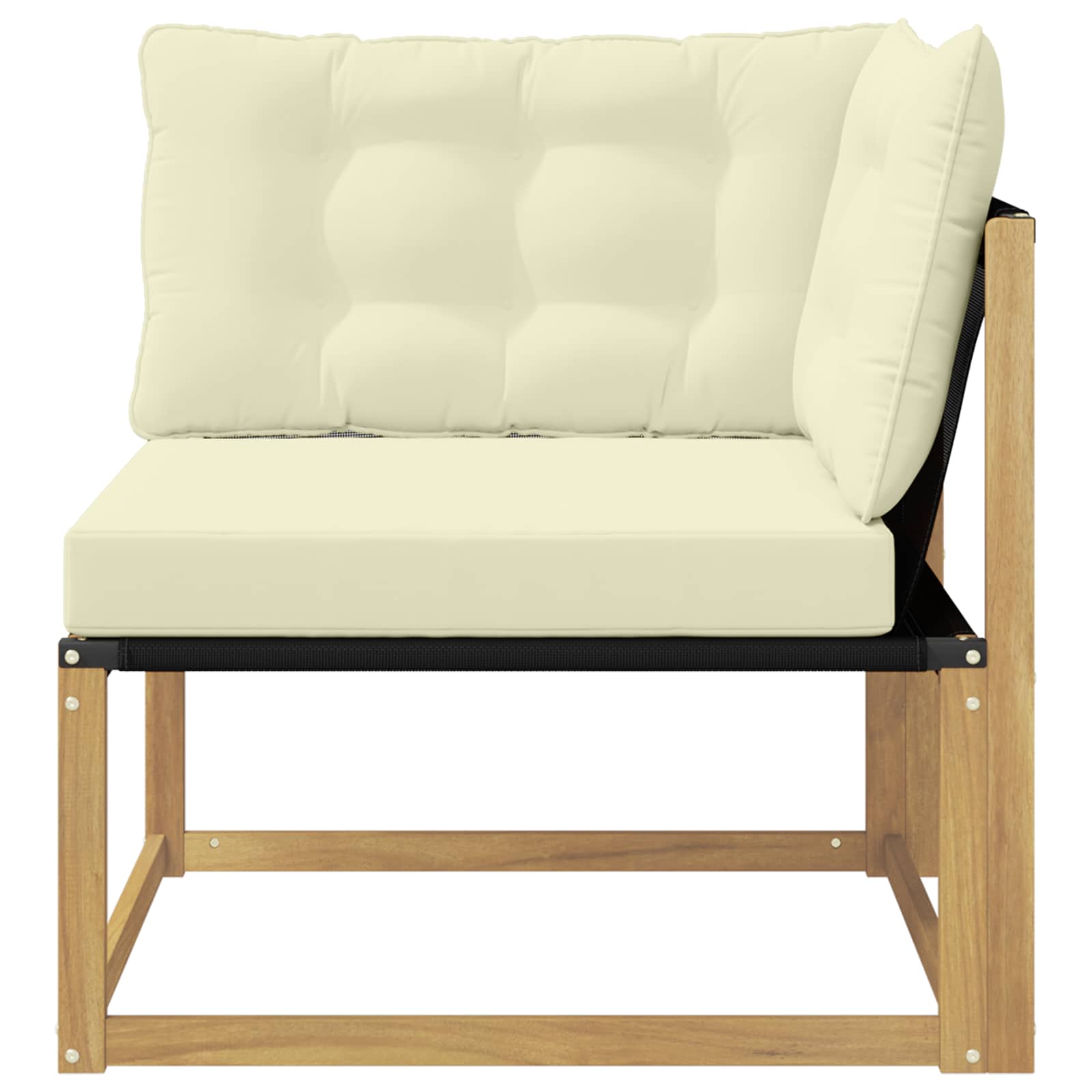 Buiten Hoek Sofa Massief Acaciahout en Textilene Wit image 4