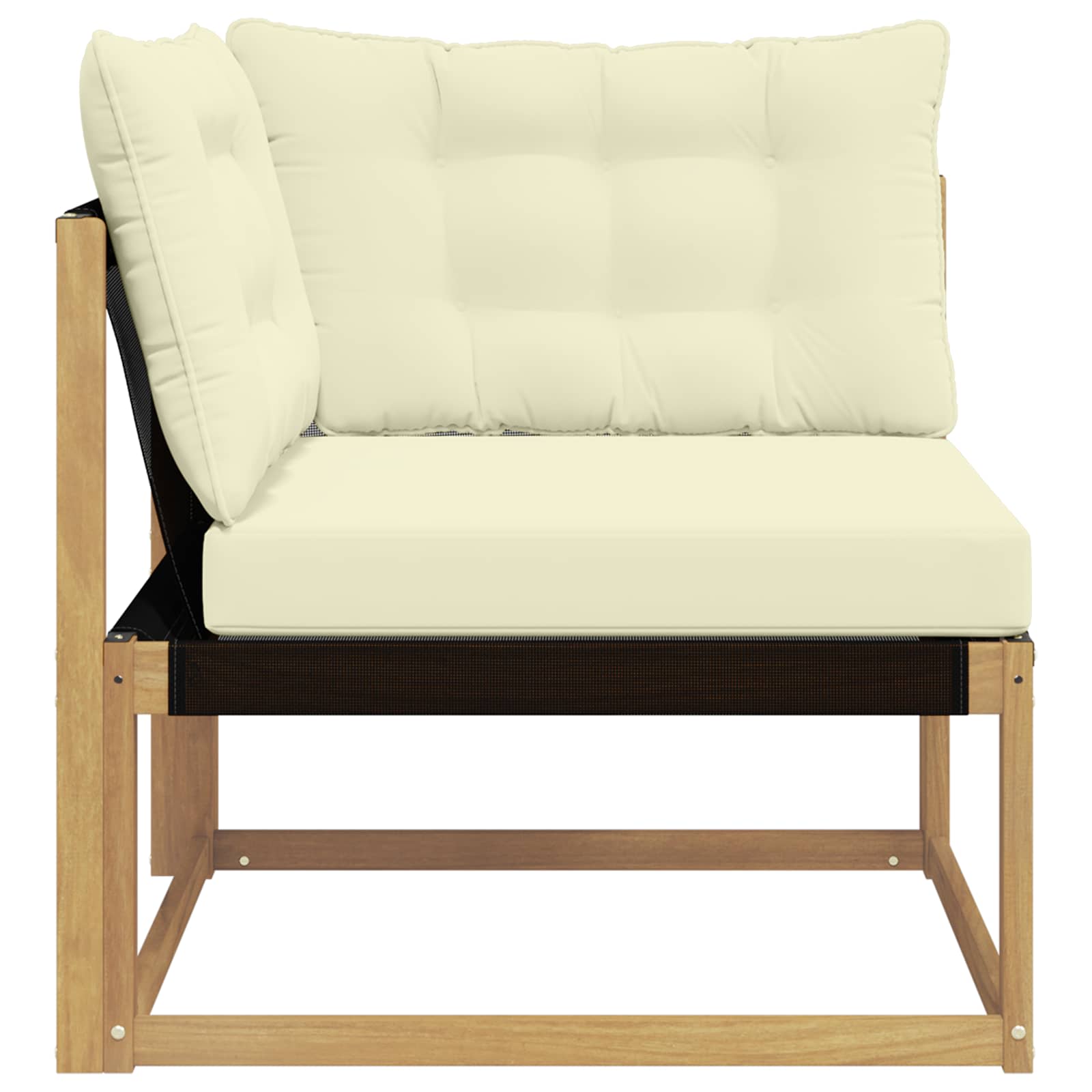 Buiten Hoek Sofa Massief Acaciahout en Textilene Wit image 5