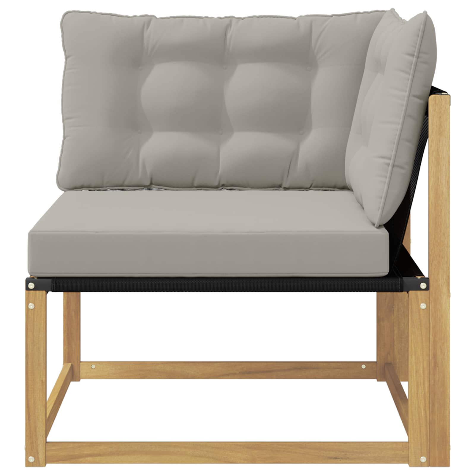 Buiten Hoek Sofa Massief Acaciahout en Textilene Wit image 4