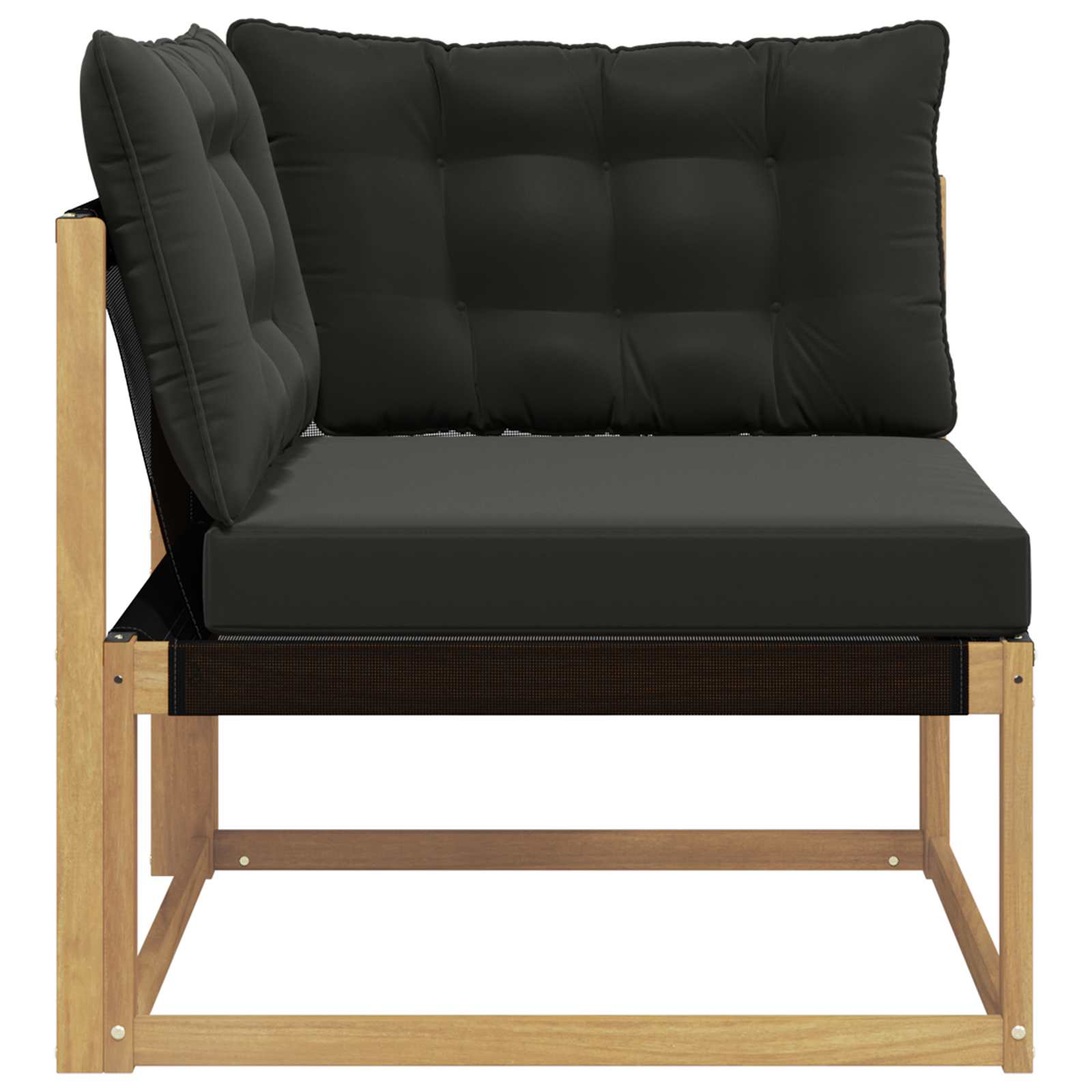 Buiten Hoek Sofa Massief Acaciahout en Textilene Wit image 5