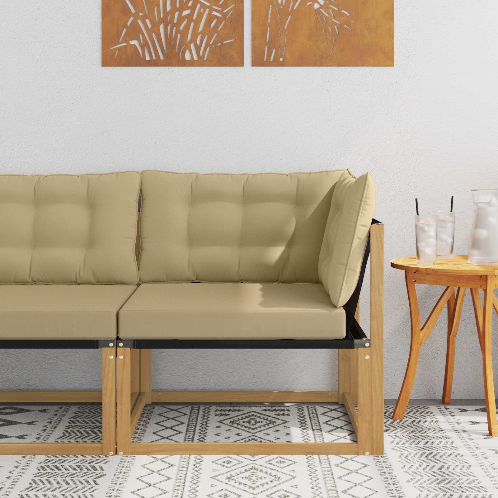 vidaXL Sofa Colțar pentru Exterior Lemn solid de Acacia și Textilene