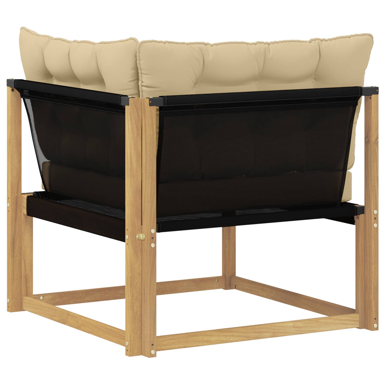 Buiten Hoek Sofa Massief Acaciahout en Textilene Wit image 6