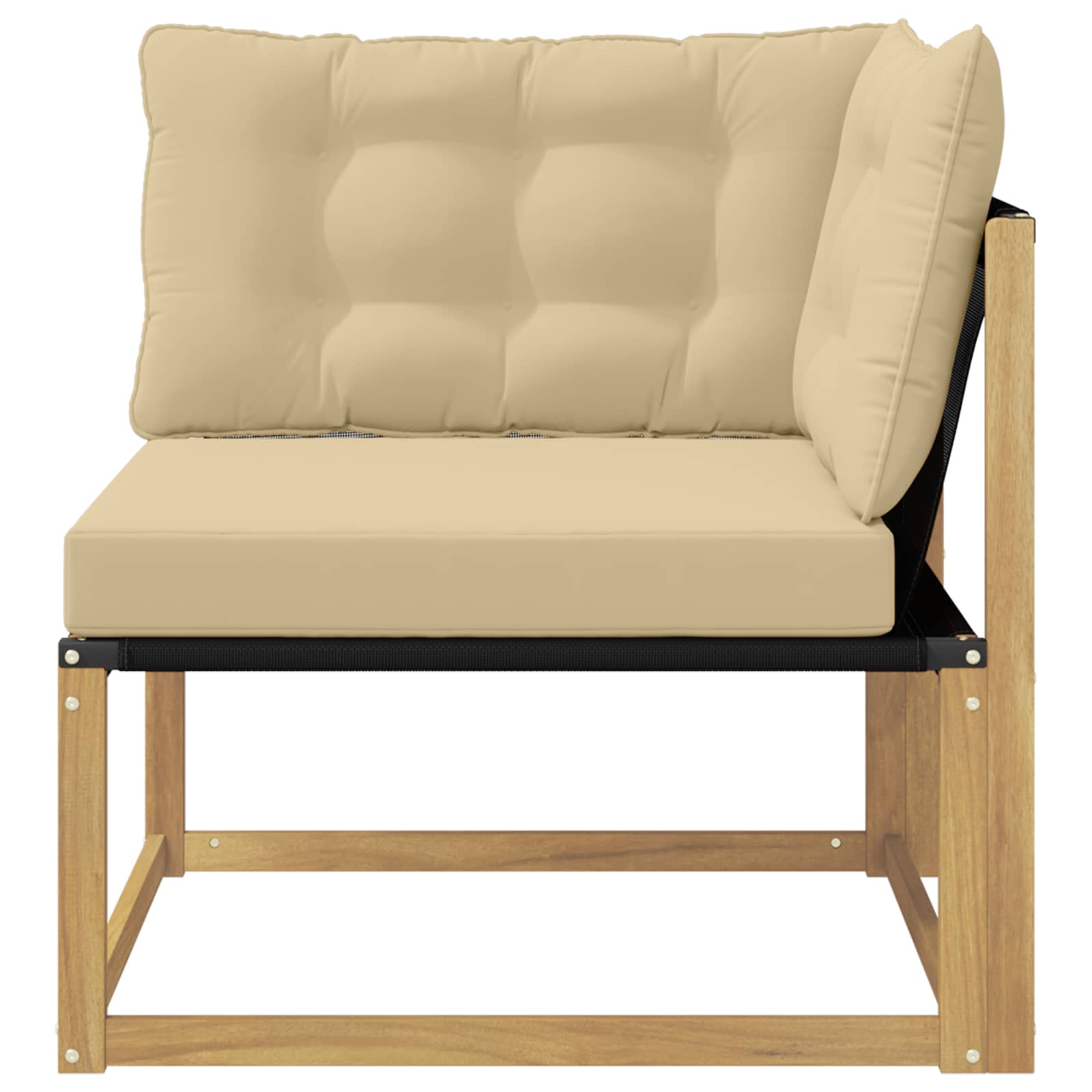 Buiten Hoek Sofa Massief Acaciahout en Textilene Wit image 4