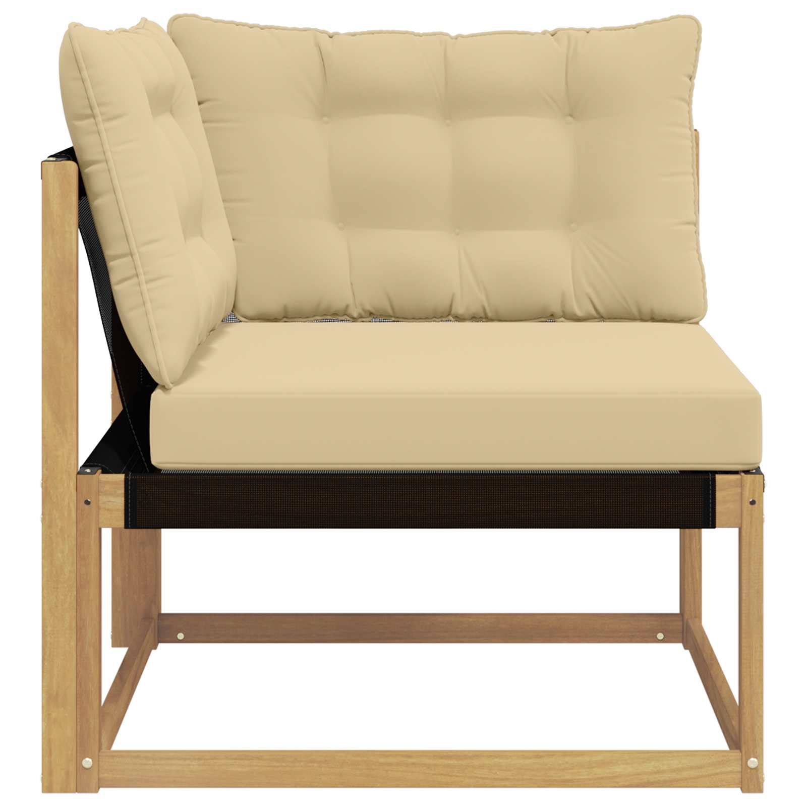 Buiten Hoek Sofa Massief Acaciahout en Textilene Wit image 5
