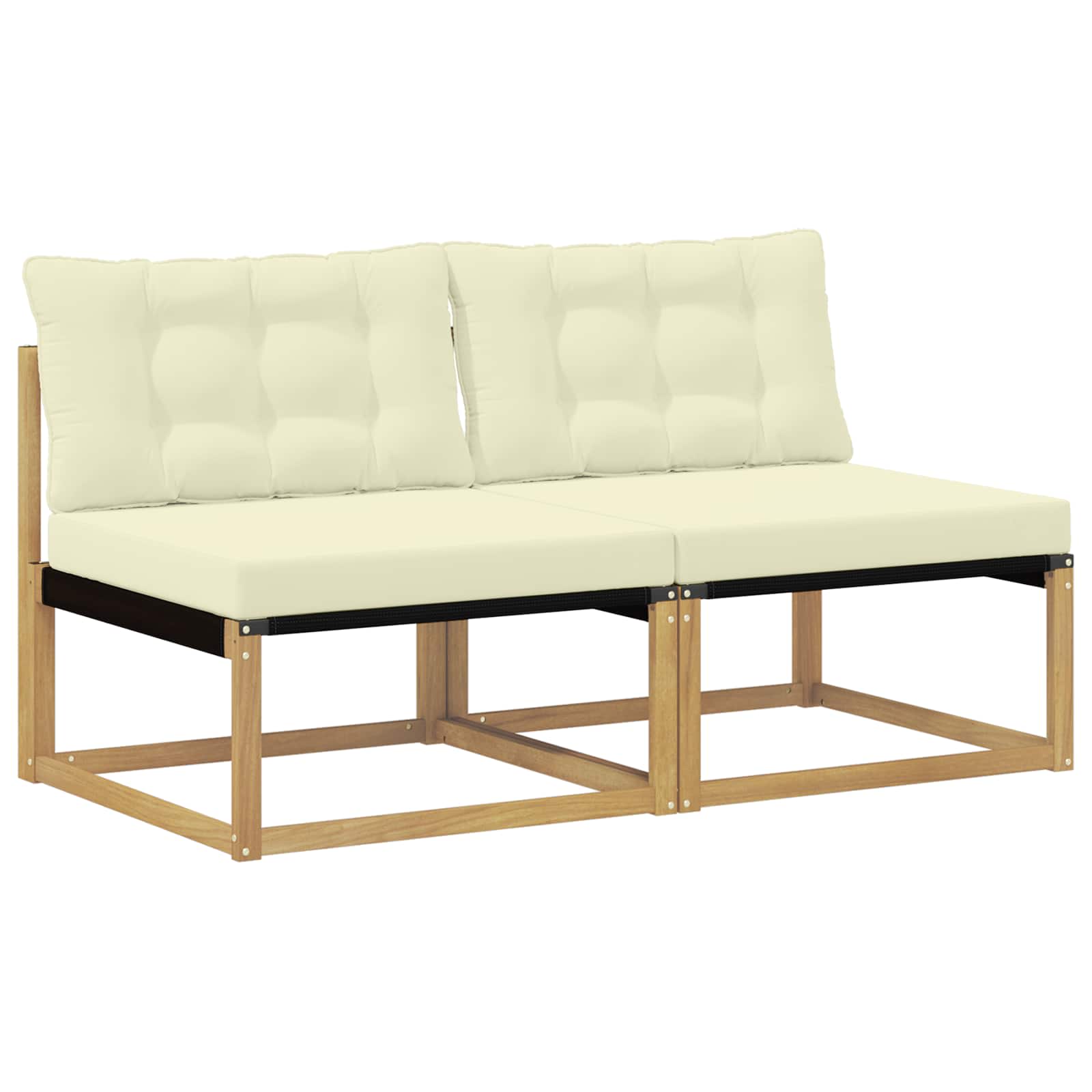 Buiten Midden Sofa Massief Acaciahout en Textilene Wit image 2