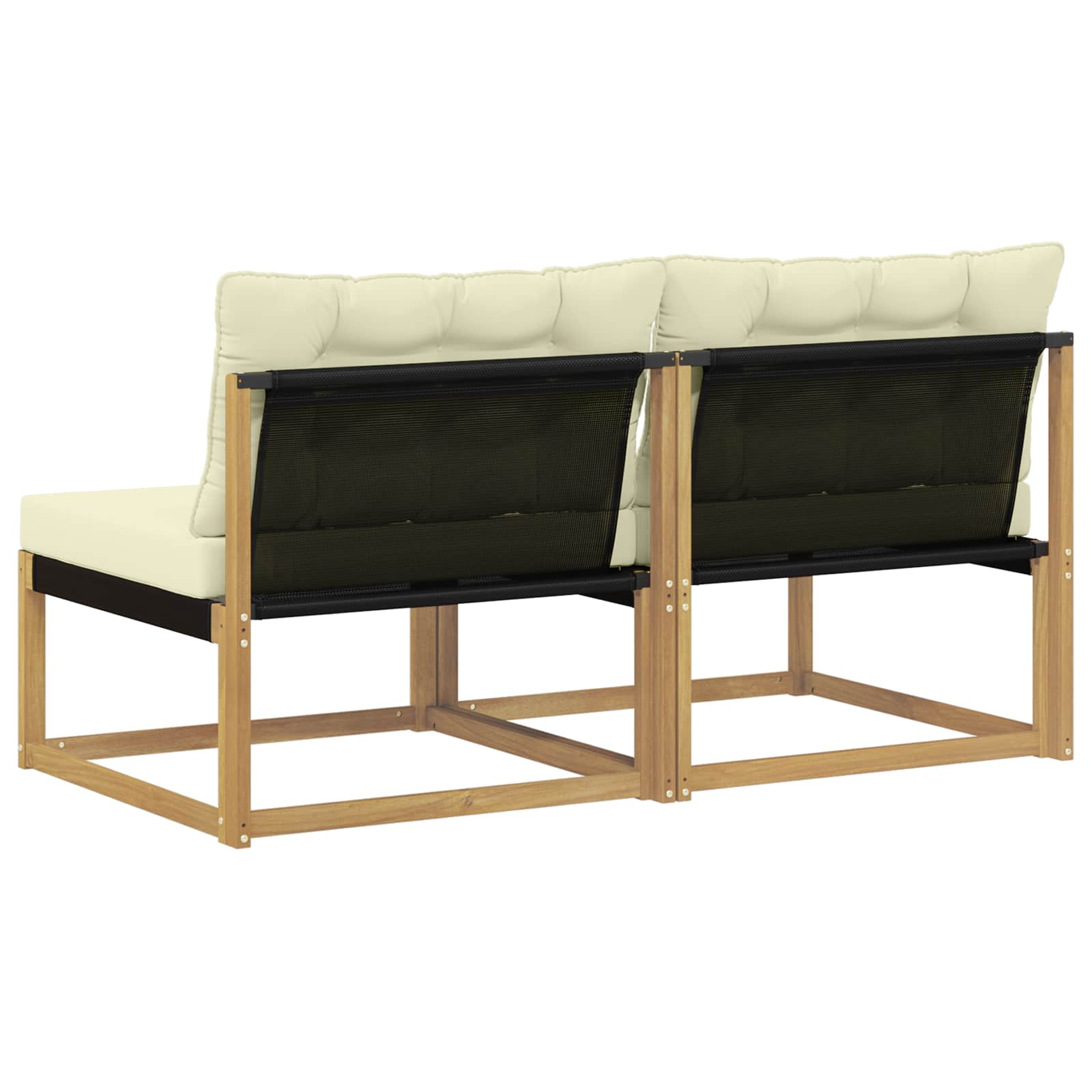 Buiten Midden Sofa Massief Acaciahout en Textilene Wit image 6