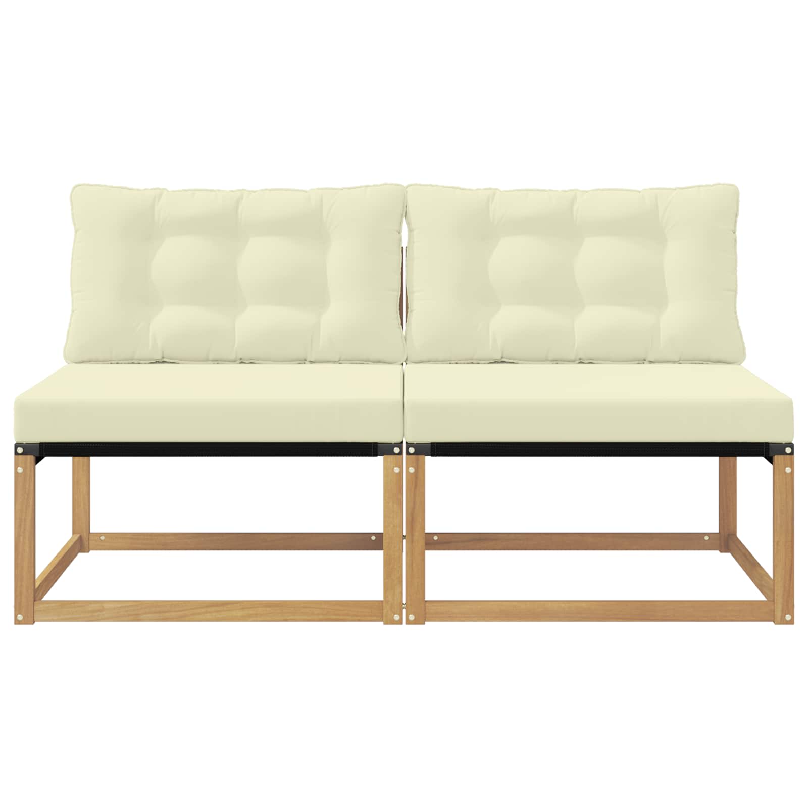 Buiten Midden Sofa Massief Acaciahout en Textilene Wit image 4