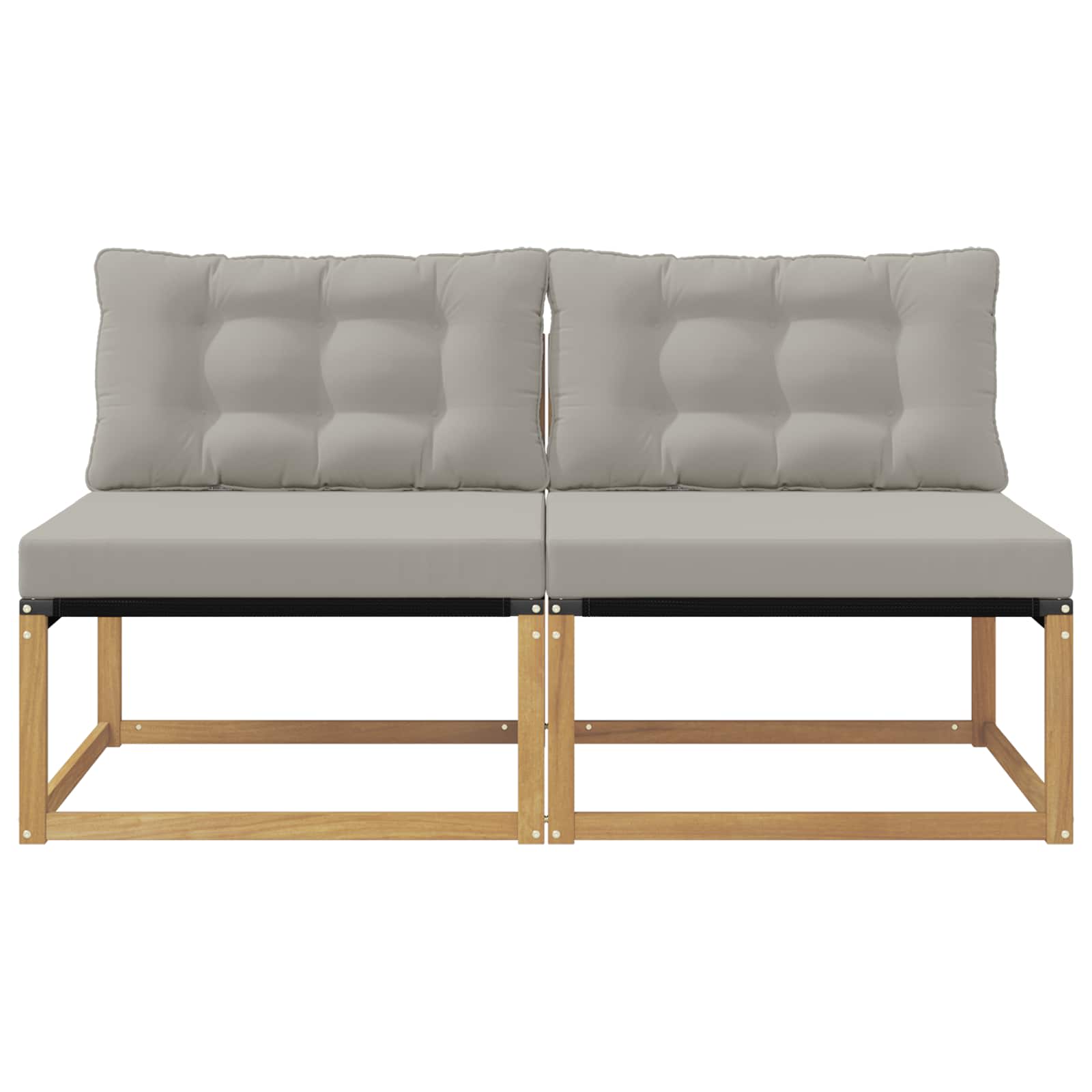 Buiten Midden Sofa Massief Acaciahout en Textilene Wit image 4