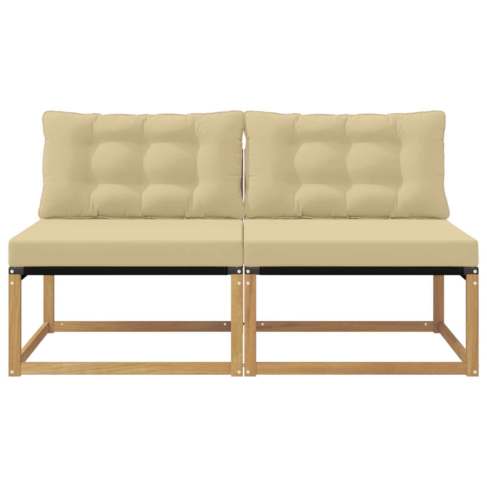 Buiten Midden Sofa Massief Acaciahout en Textilene Wit image 4