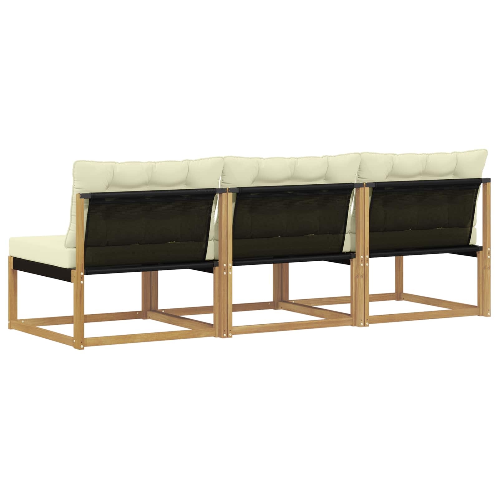 Buiten Midden Sofa Massief Acaciahout en Textilene Wit image 6