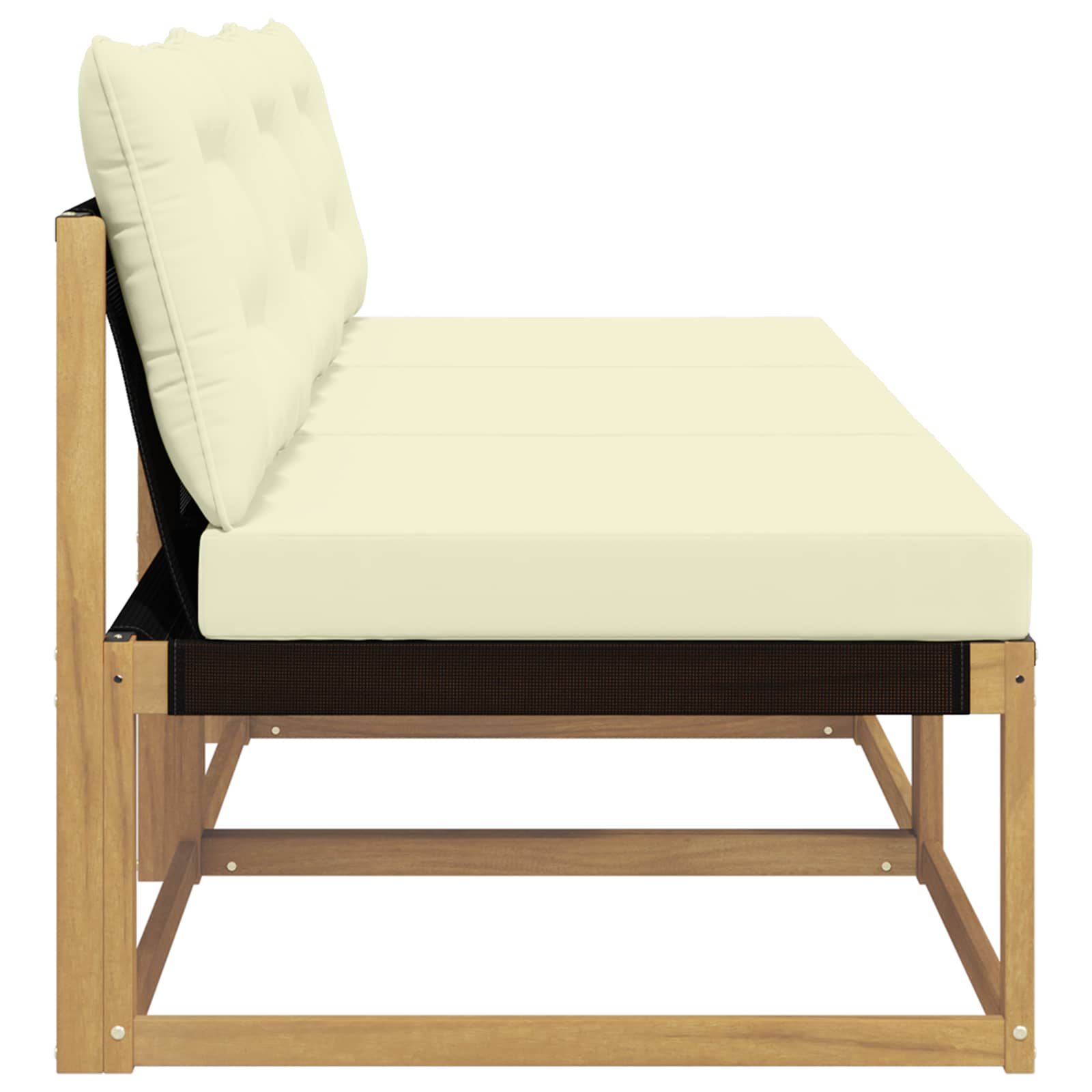 Buiten Midden Sofa Massief Acaciahout en Textilene Wit image 5