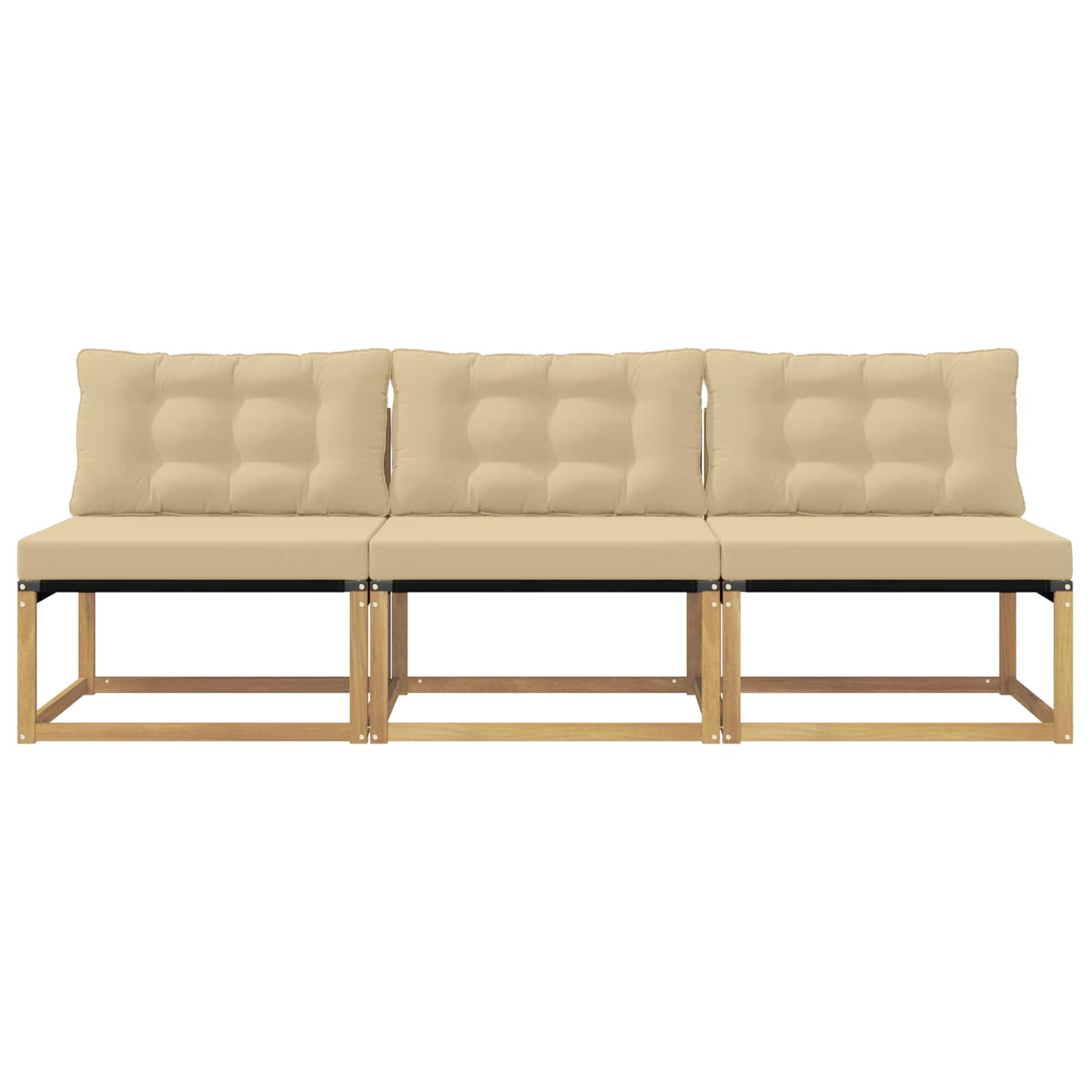 Buiten Midden Sofa Massief Acaciahout en Textilene Wit image 4