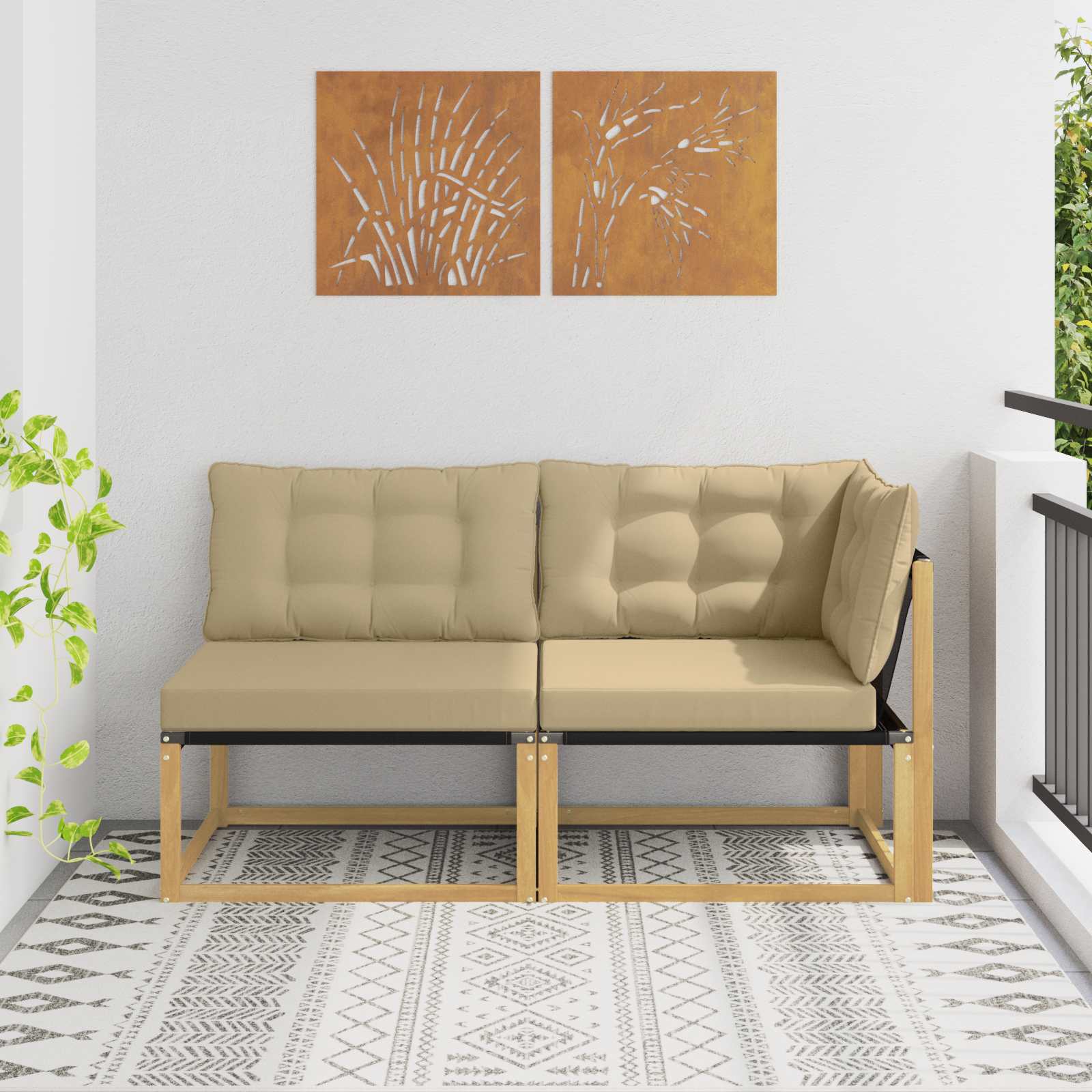 vidaXL Unități de canapea sectională cu pernă Alb 162,5 x 83 x 73 cm