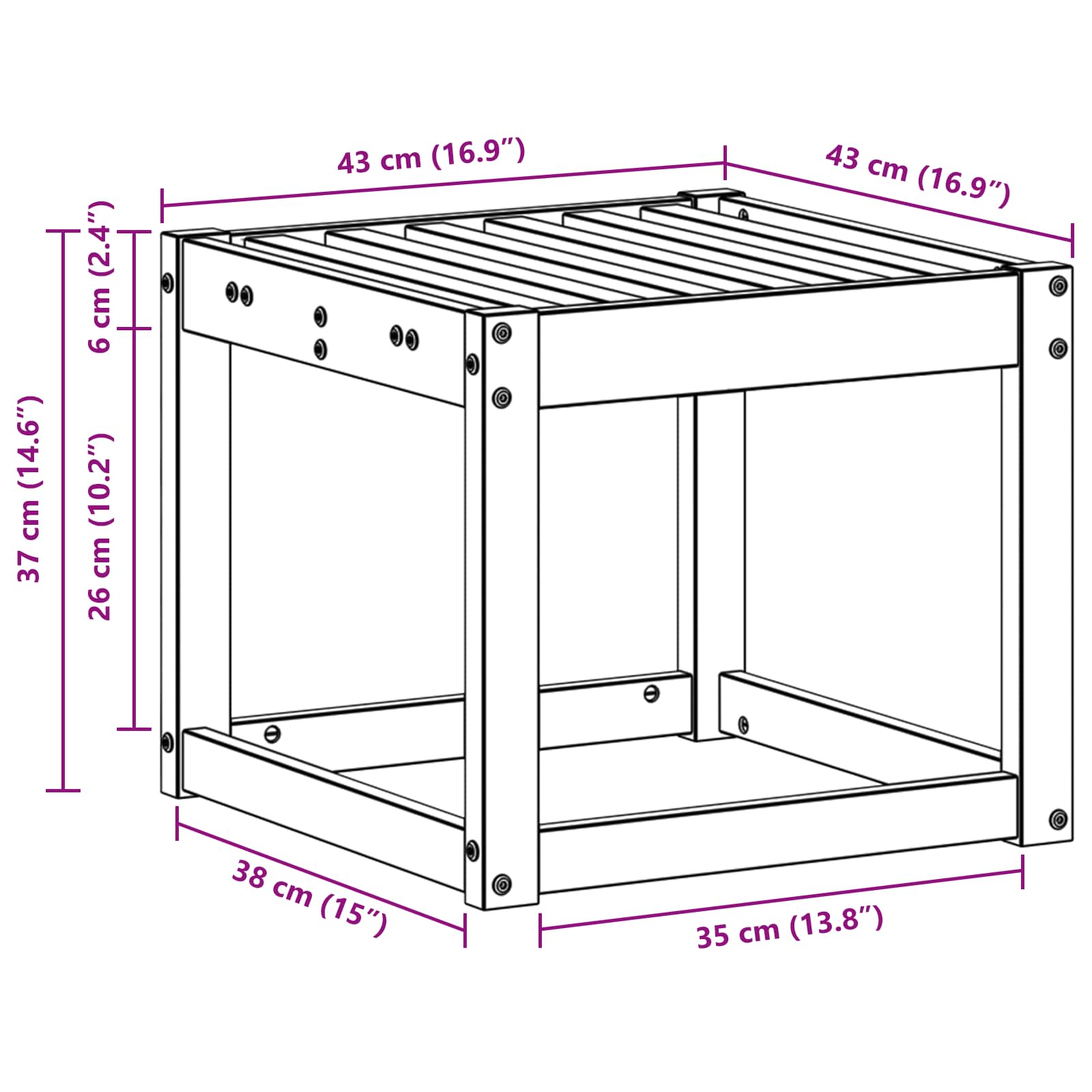 Buitenstoolbank Wit 43 x 43 x 37 cm Massief Acaciahout image 6