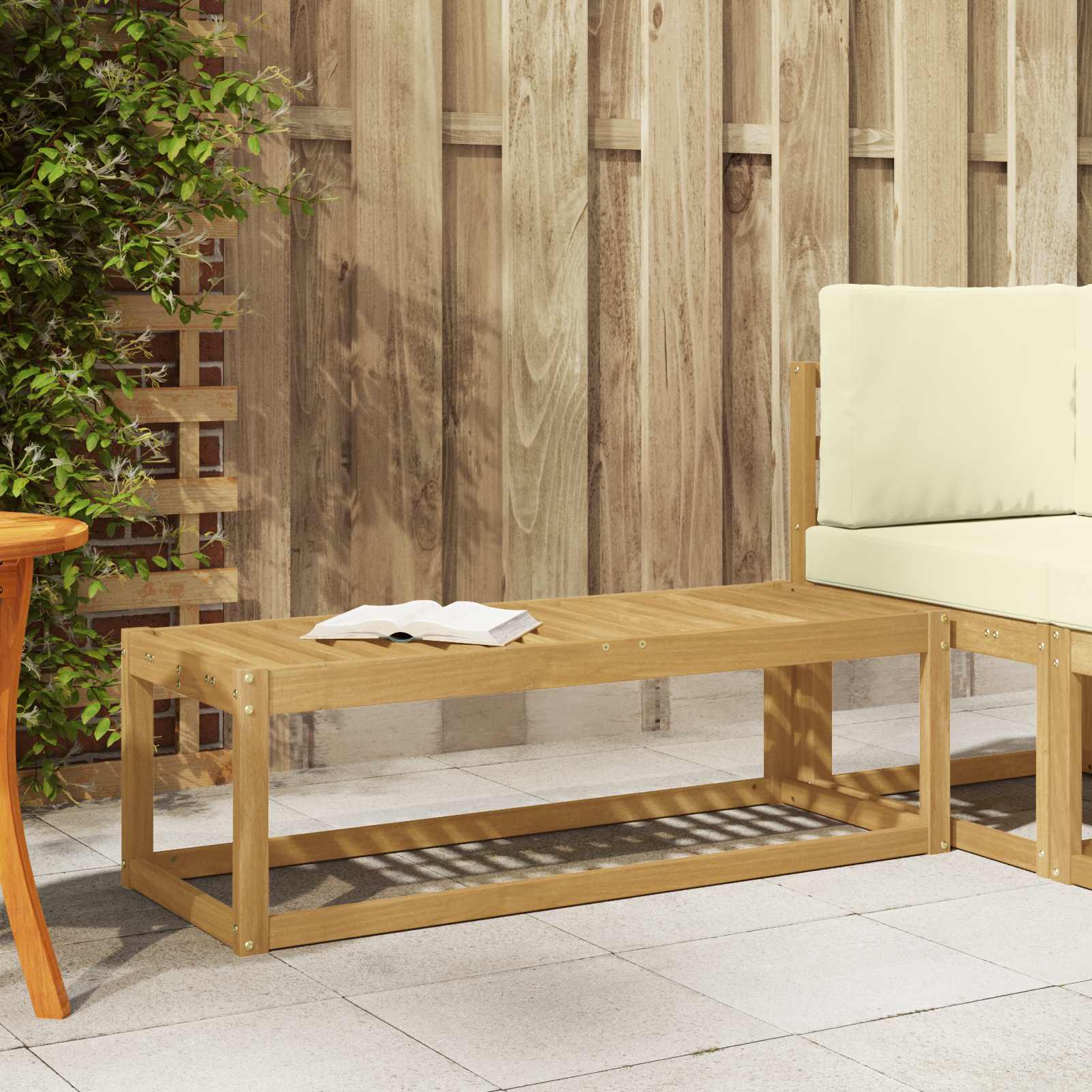 Buitenstoolbank Wit 115 x 43 x 37 cm Massief Acaciahout image 1