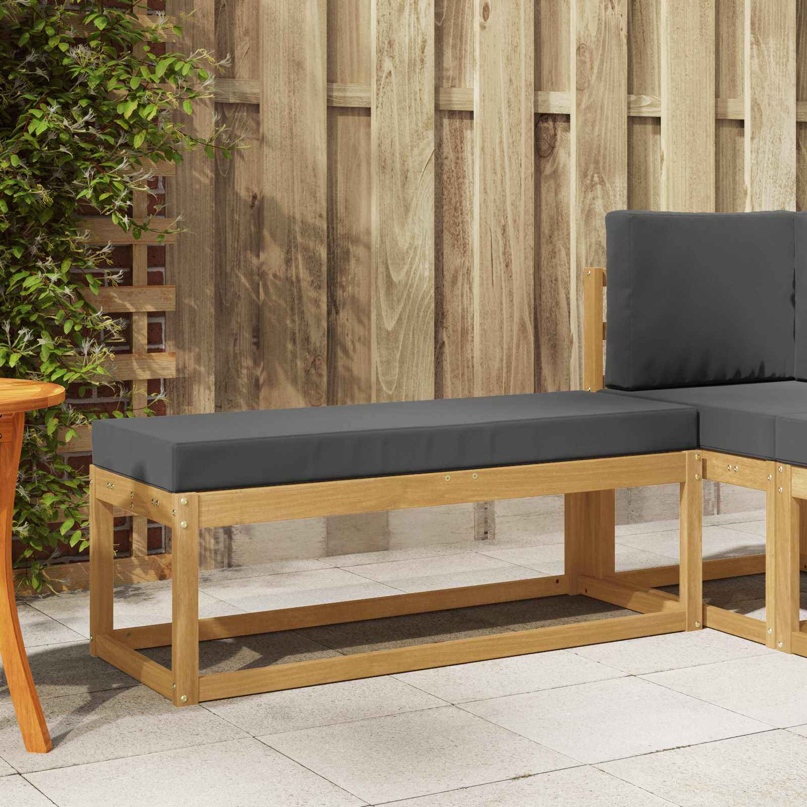Buitenstoolbank Wit 115 x 43 x 45 cm Massief Acaciahout image 1