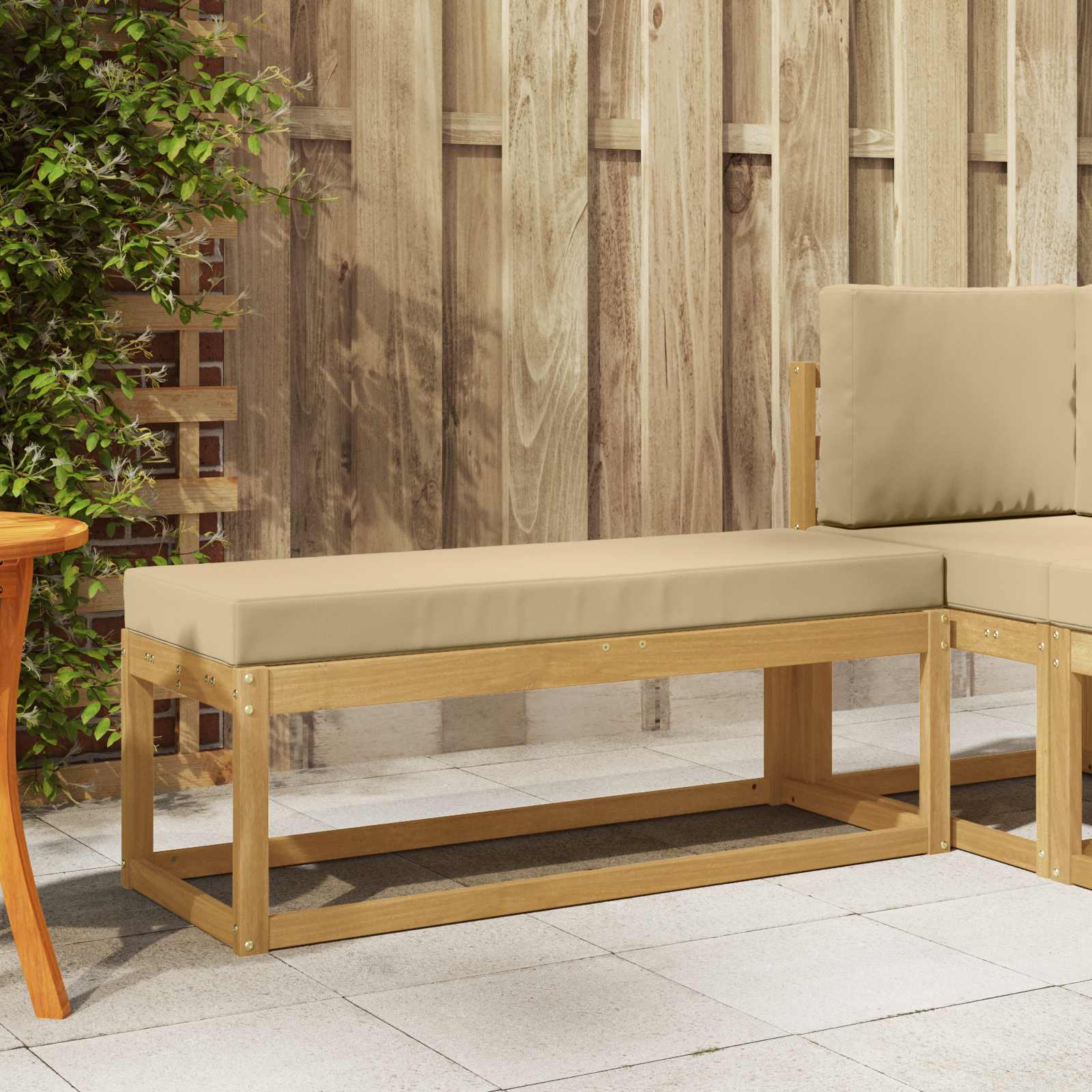 Buitenstoolbank Wit 115 x 43 x 45 cm Massief Acaciahout image 1