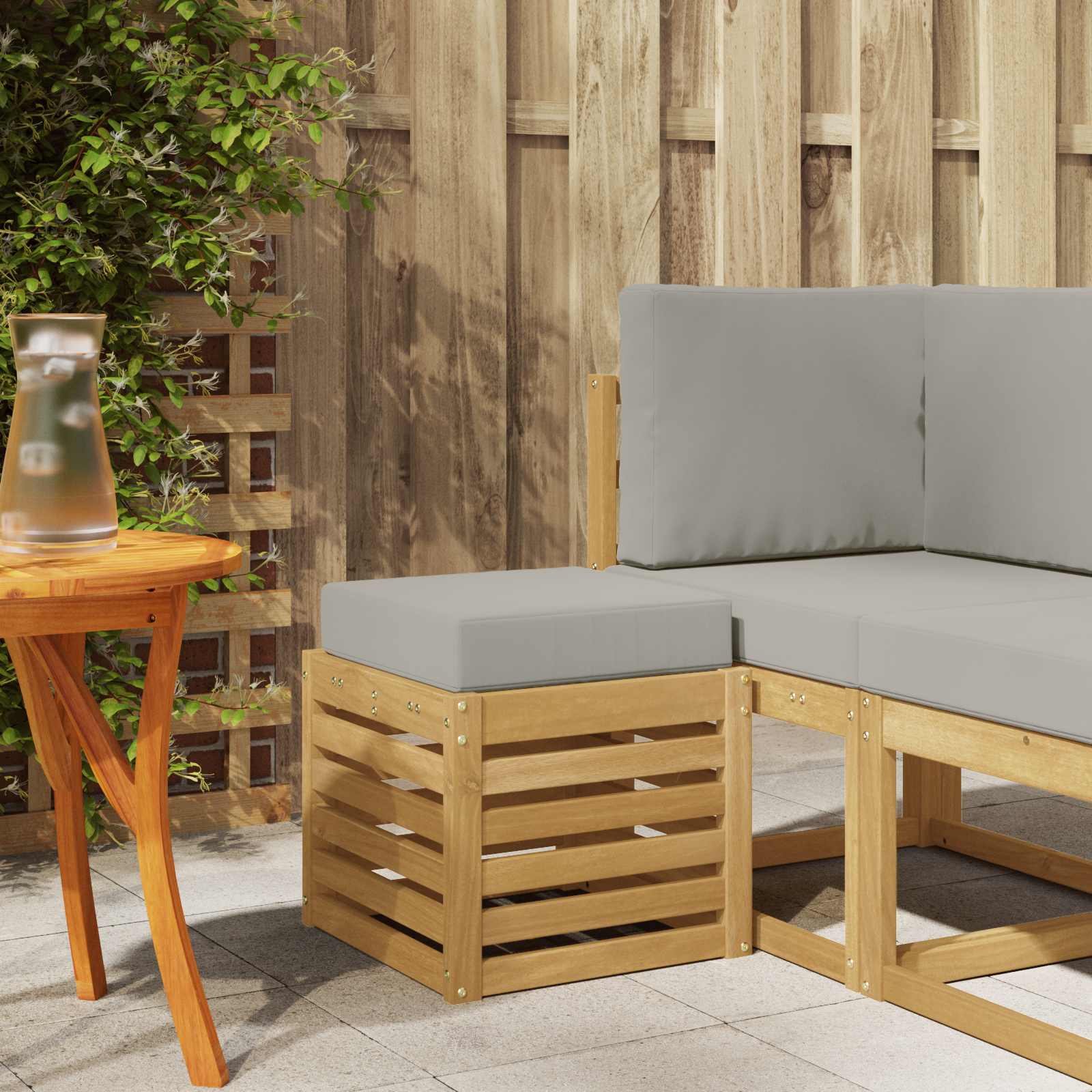 vidaXL Bancă de exterior Alb 43 x 43 x 45 cm Lemn Solid de Acacia