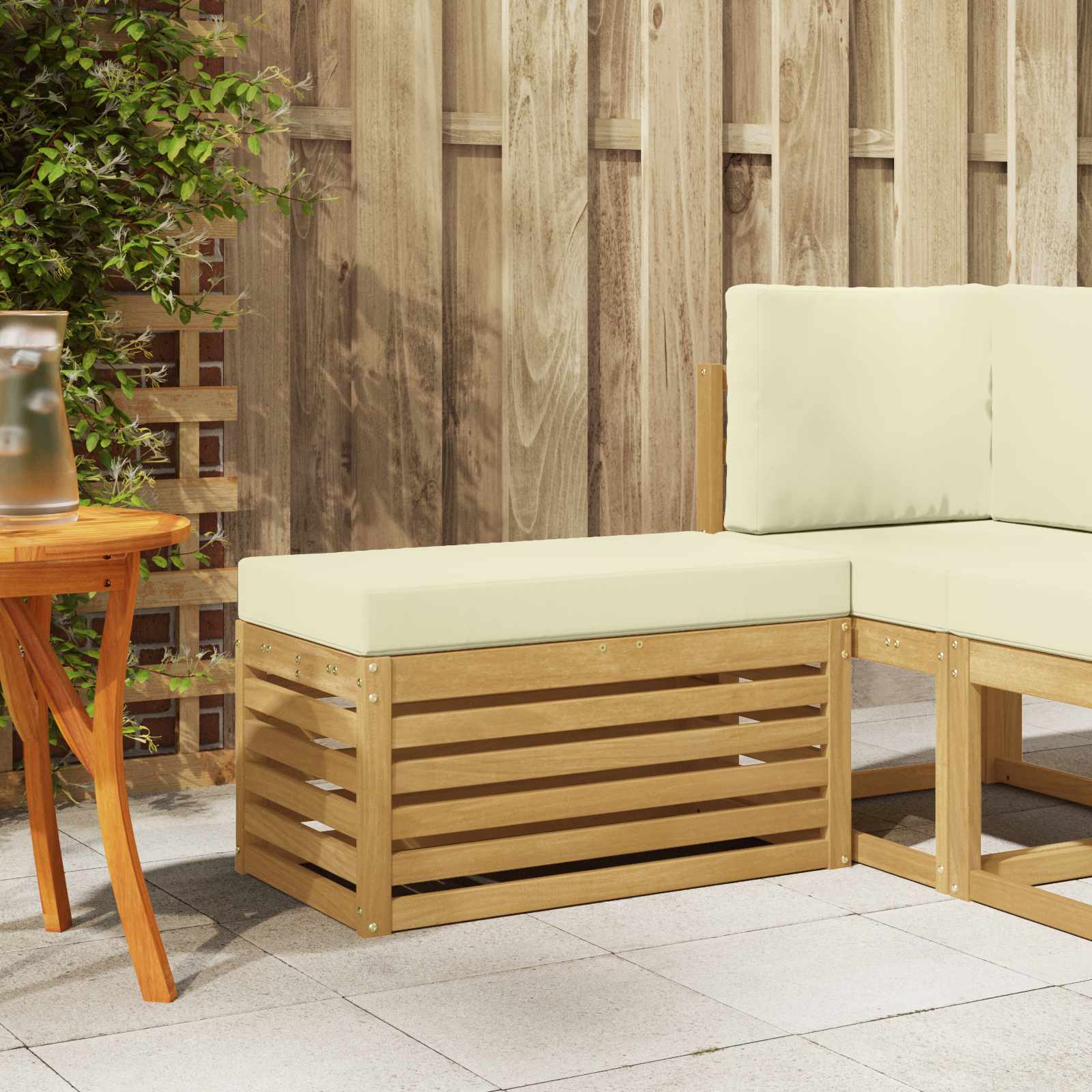 vidaXL Bancă de exterior Alb 80 x 43 x 45 cm Lemn Solid de Acacia