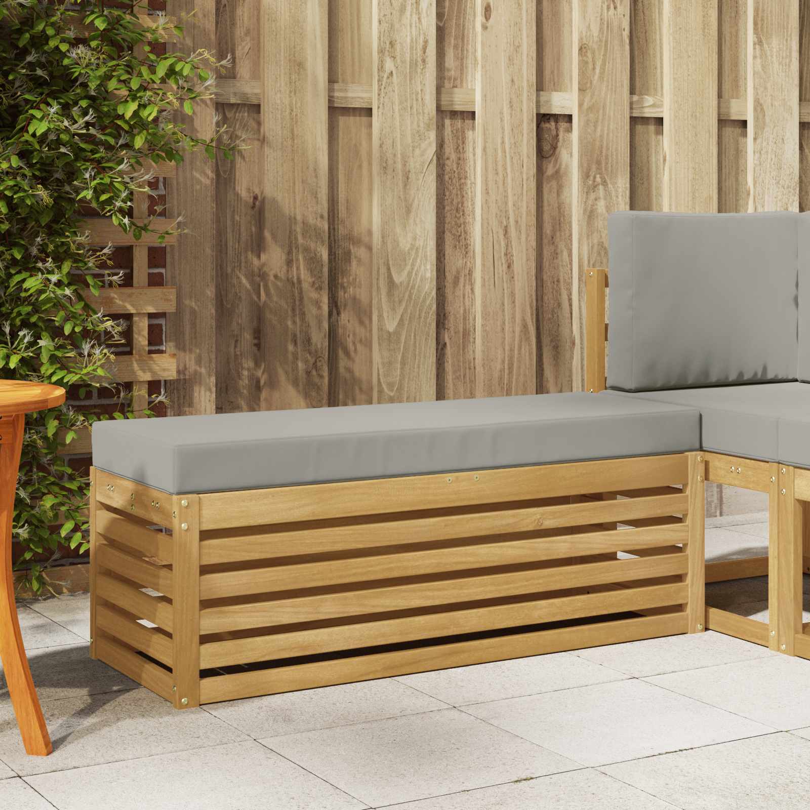 vidaXL Bancă de exterior Alb 115 x 43 x 45 cm Lemn Solid de Acacia