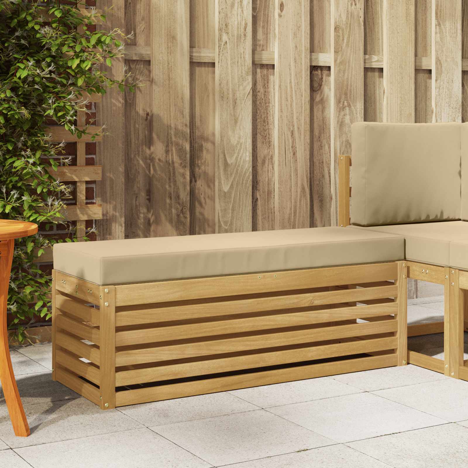 vidaXL Bancă de exterior Alb 115 x 43 x 45 cm Lemn Solid de Acacia