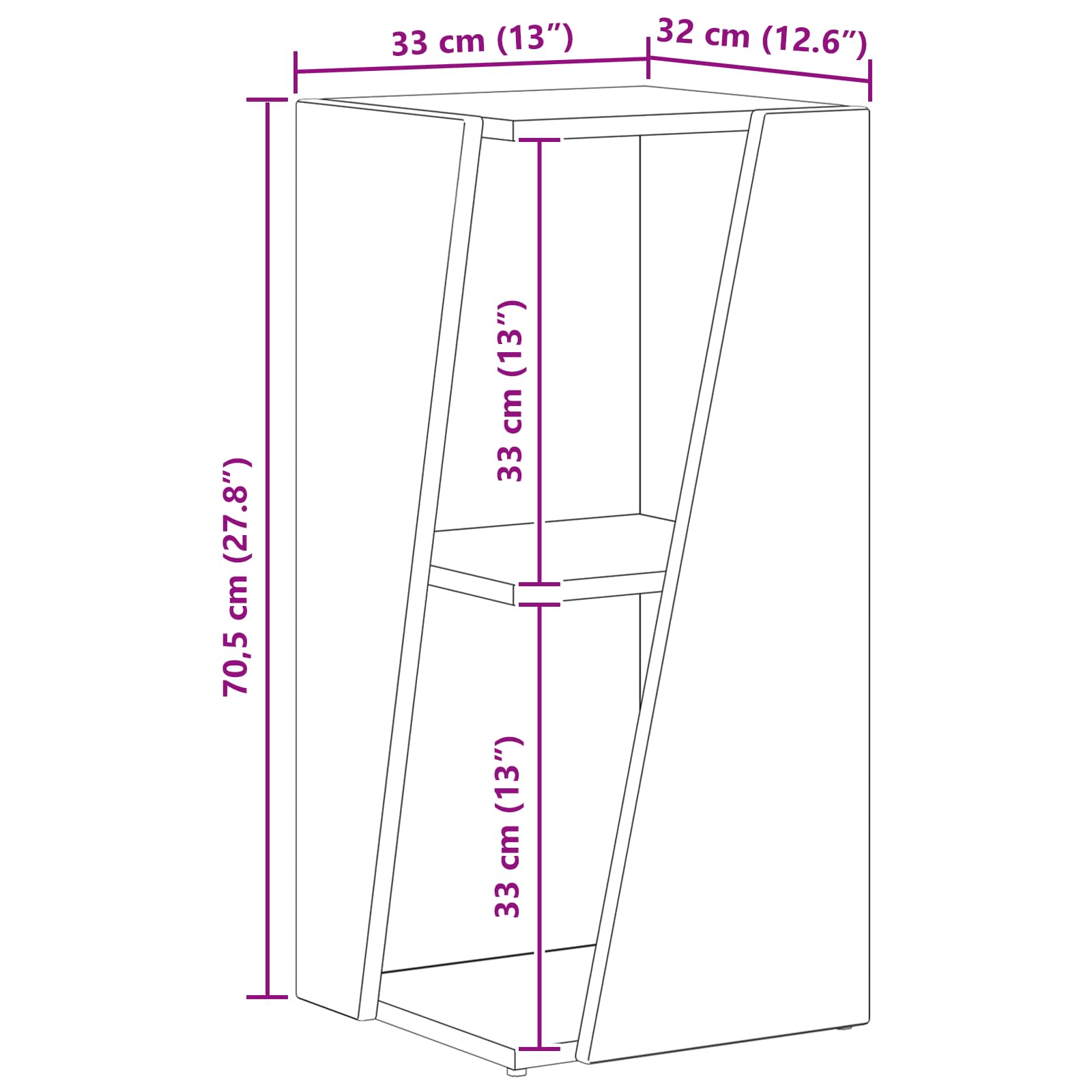 Stranski polic Črna 33 x 32 x 70,5 cm Konstruiran les - slika 10