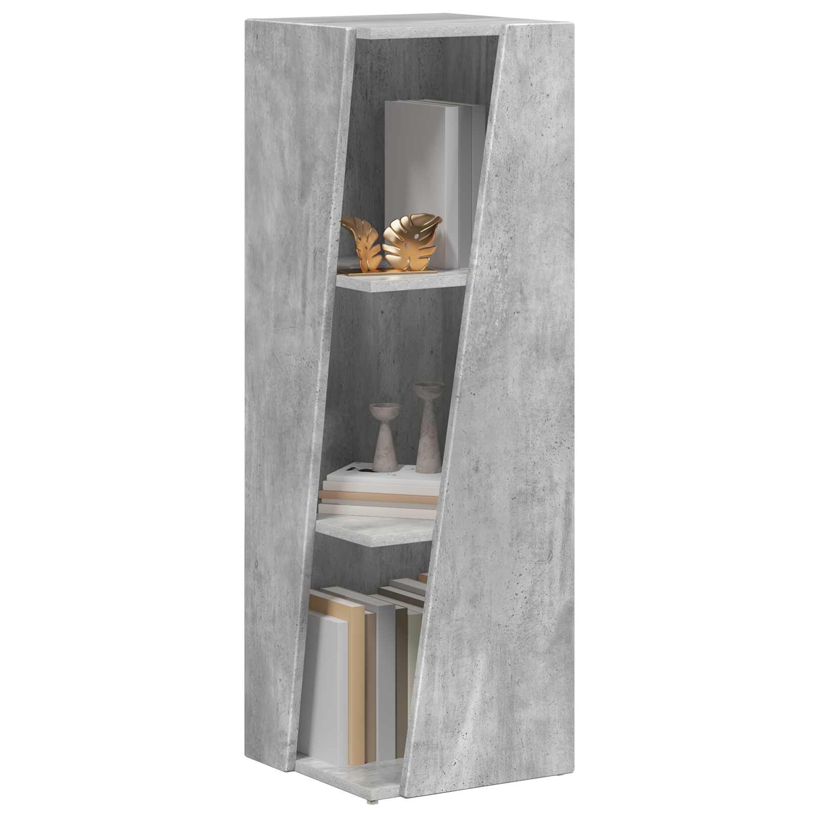 Stranski polic Betonsko siva 33 x 32 x 100,5 cm Konstruiran les - slika 3