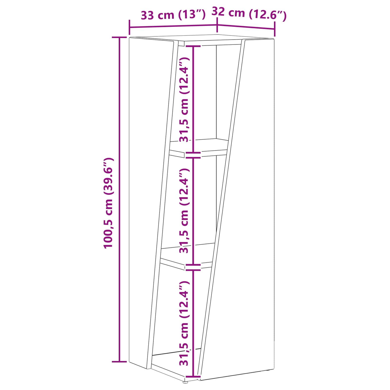 Stranski polic Siva Sonoma 33 x 32 x 100,5 cm Konstruiran les - slika 10