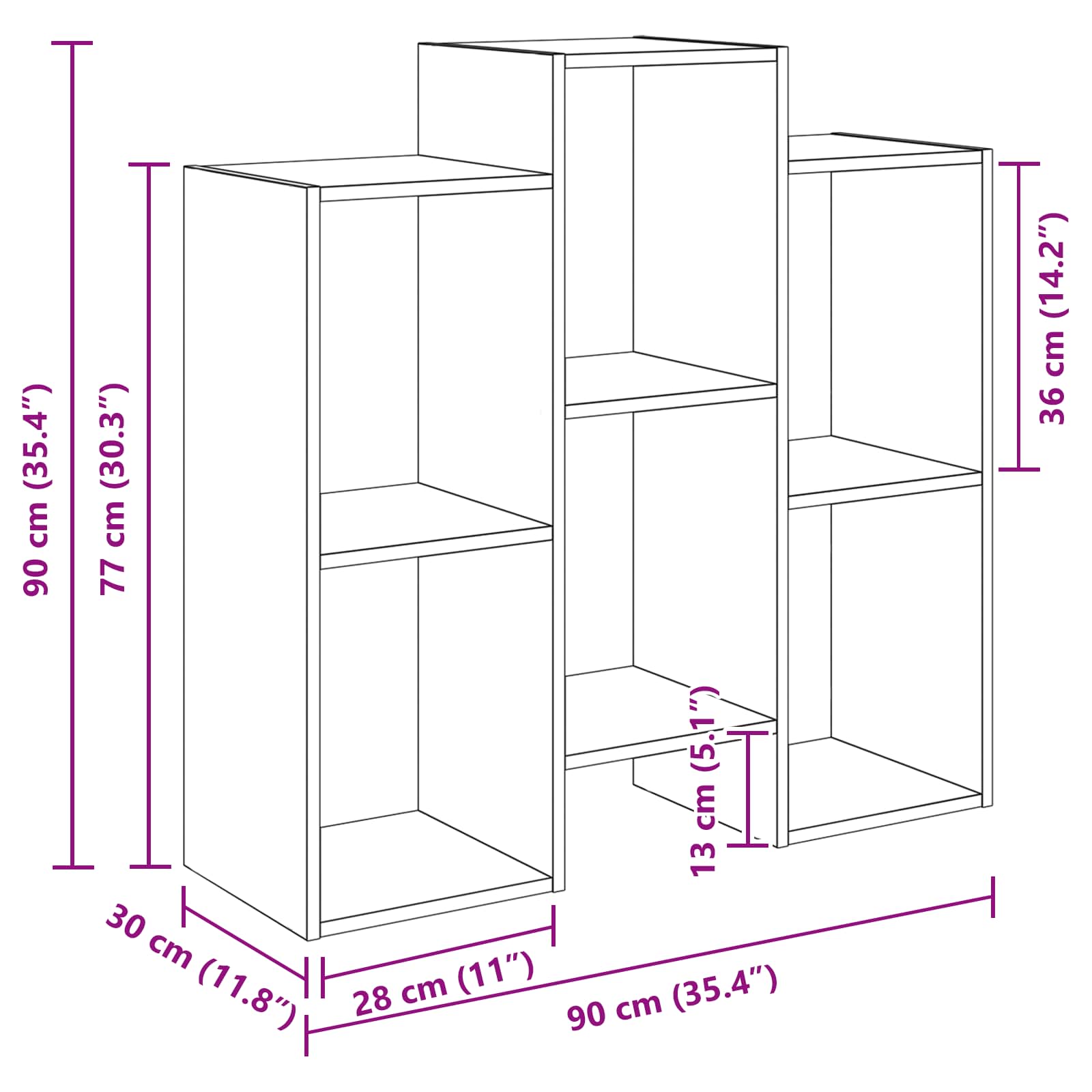 Strani šal Sonoma hrast 90 x 30 x 90 cm - slika 7