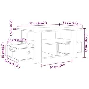 Konferenční stolek Sonoma dub 77 x 55 x 42 cm kompozitní dřevo - obrázek 12